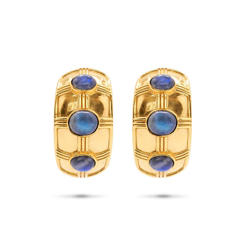 Capucine de Wulf Cleopatra Bold Hoop Earrings with Blue Labradorite - Statement Jewelry for Women, Elegant Dangle Earrings for Party, Wedding & Evening Wear