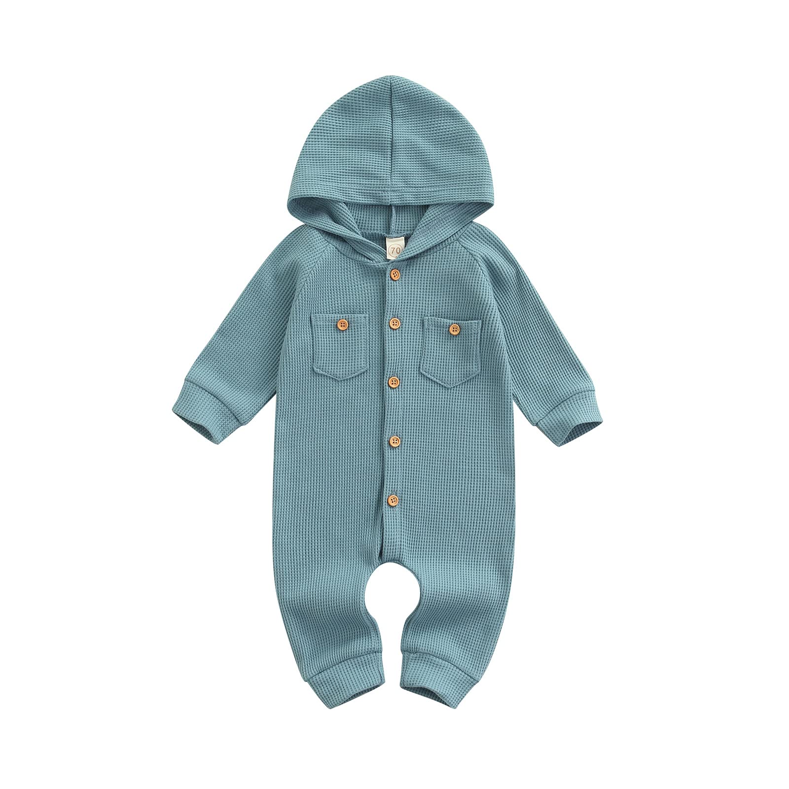 Ynibbim Winter Newborn Baby Romper - Unisex Hooded Jumpsuit with Button Closure, Soft Waffle Cotton for Boys & Girls | Perfect for Family Outings, Photo Shoots & Cozy Home Wear