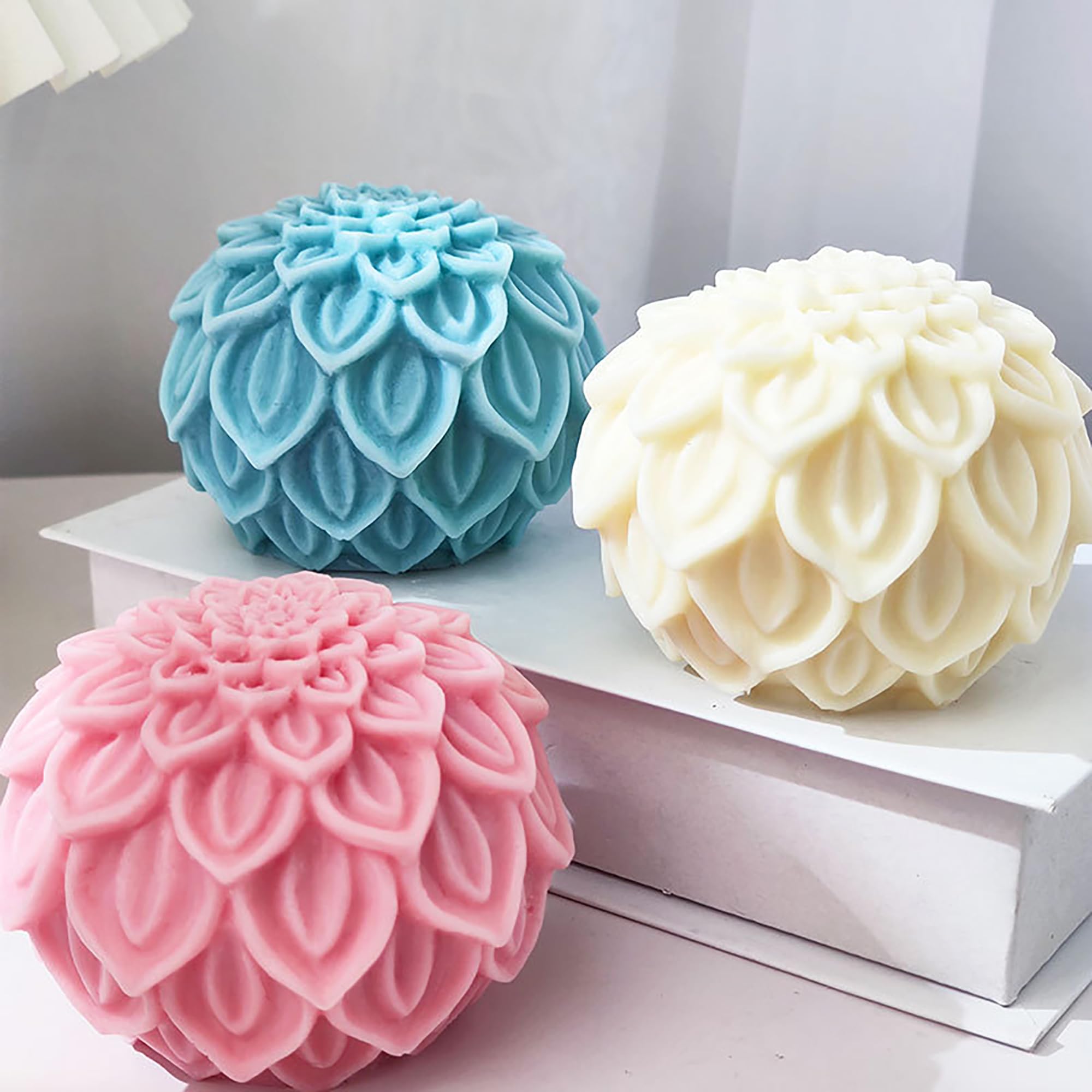 Lotus Resin Mold Ball, Flower Jewelry Silicone Mold, 3D Resin Casting Molds for DIY Craft, Candle Making, Sculpture, Handmade Decorations, Wedding Favors, and Home Art Supplies