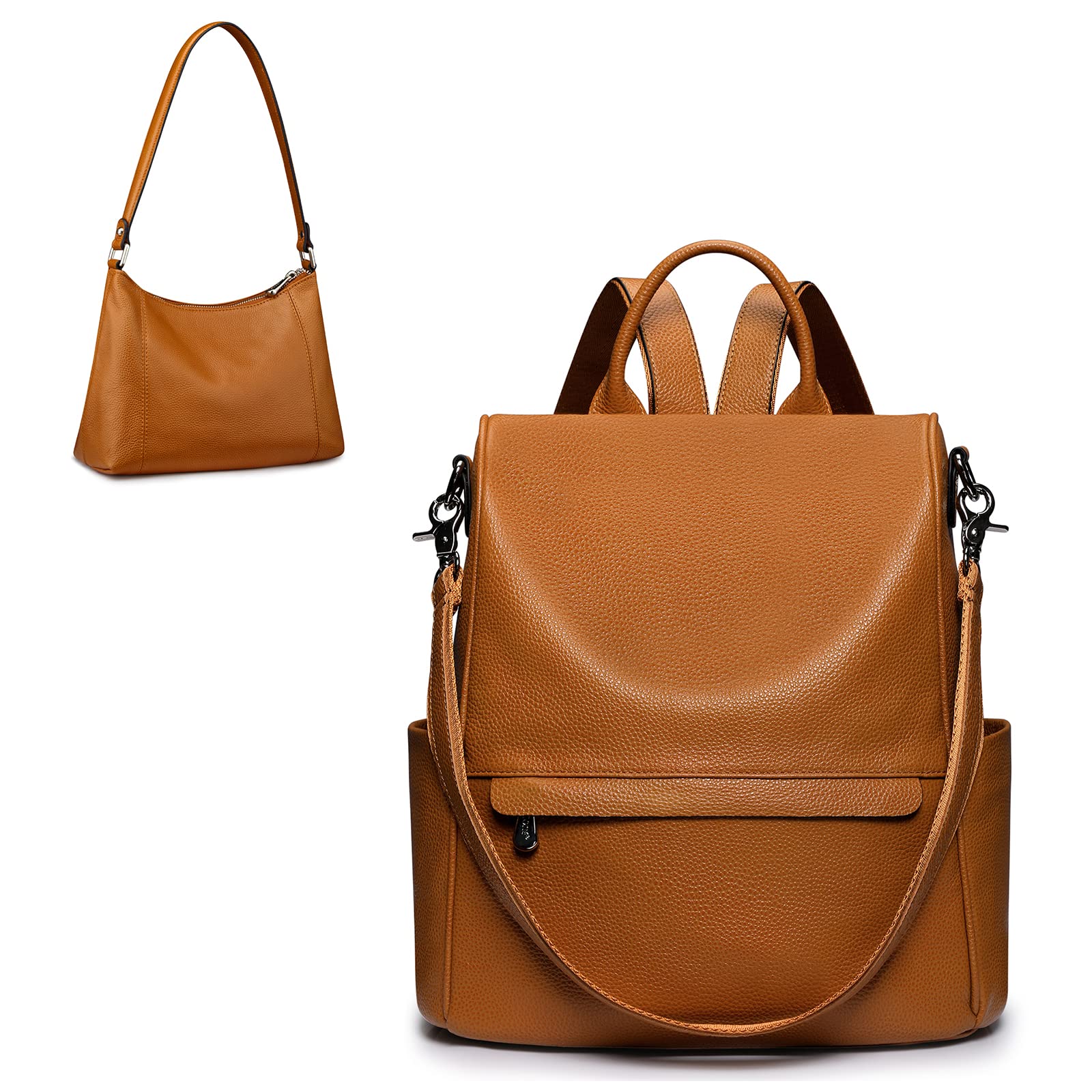 S-ZONE Genuine Leather Women's Anti-Theft Backpack - Stylish Travel Rucksack & Shoulder Bag for Work, College & Outdoor Adventures