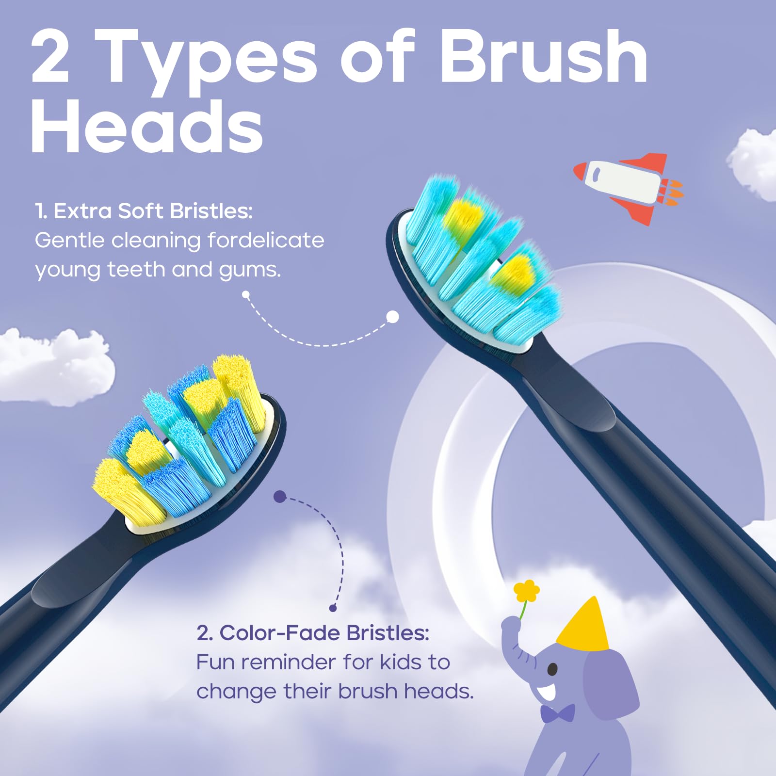 **Kids Electric Toothbrush - Rechargeable Sonic Toothbrush with 5 Cleaning Modes, 38,000 VPM, 4 Brush Heads & DIY Stickers - Smart Timer, IPX7 Waterproof - Best for Ages 3-12 (Navy Blue) | Ideal for Daily Oral Care, Travel & Encouraging Healthy Brushing Habits**