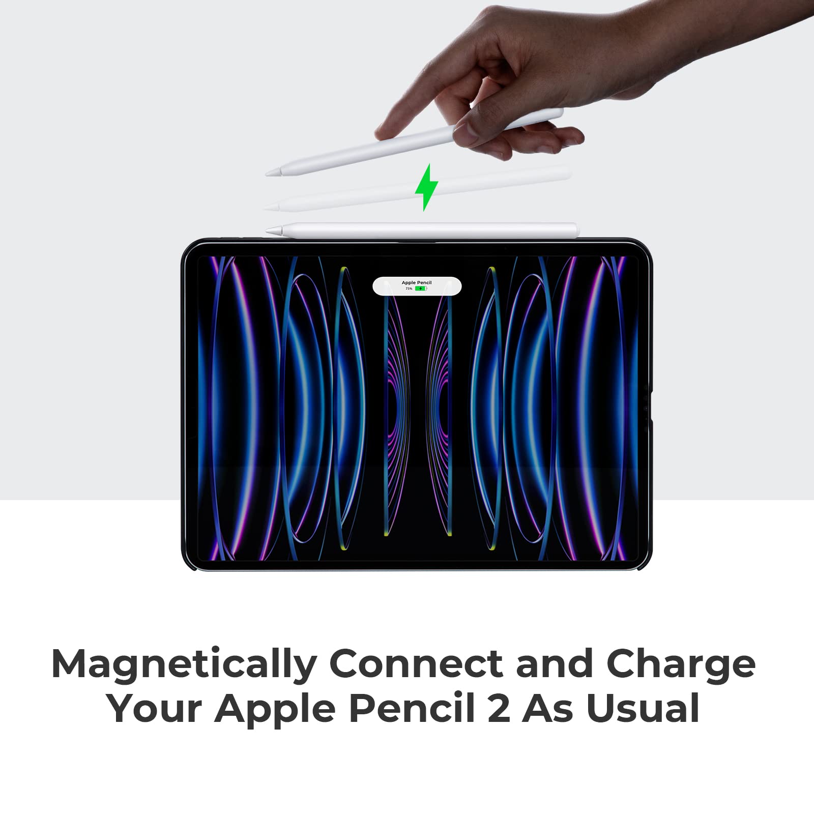 PITAKA Magnetic Case & Stand for iPad Pro 12.9 inch (2021/2022 5th/6th Gen) with 15W Wireless Charger - Premium iPad Holder & Smartphone Charging Base for Home, Office & Travel Use