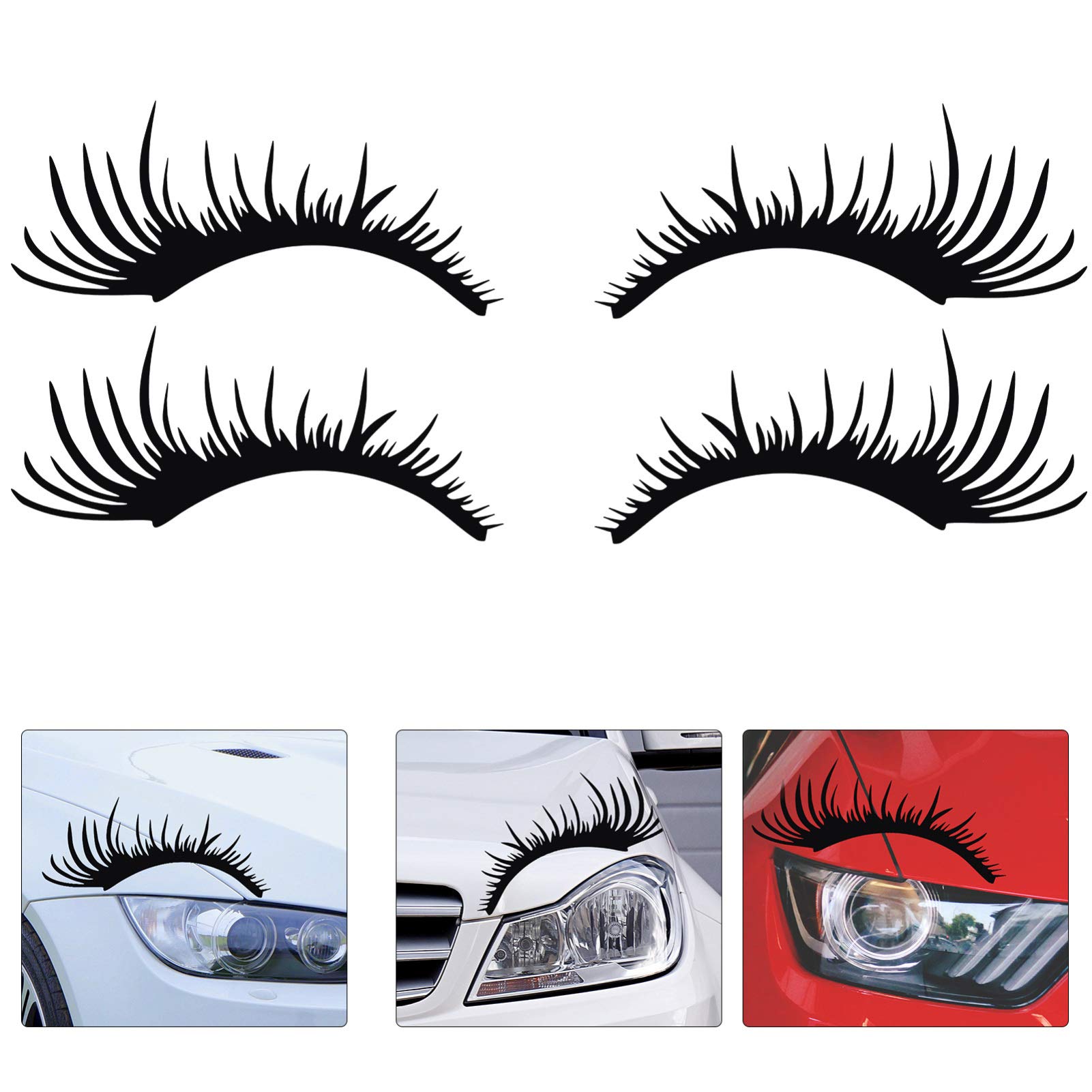 Sewroro 2 Pairs Black Car Eyelash Stickers - Funny Headlight Decals for Vehicle Customization | Perfect for Car Shows, Gifts & Personalizing Your Ride