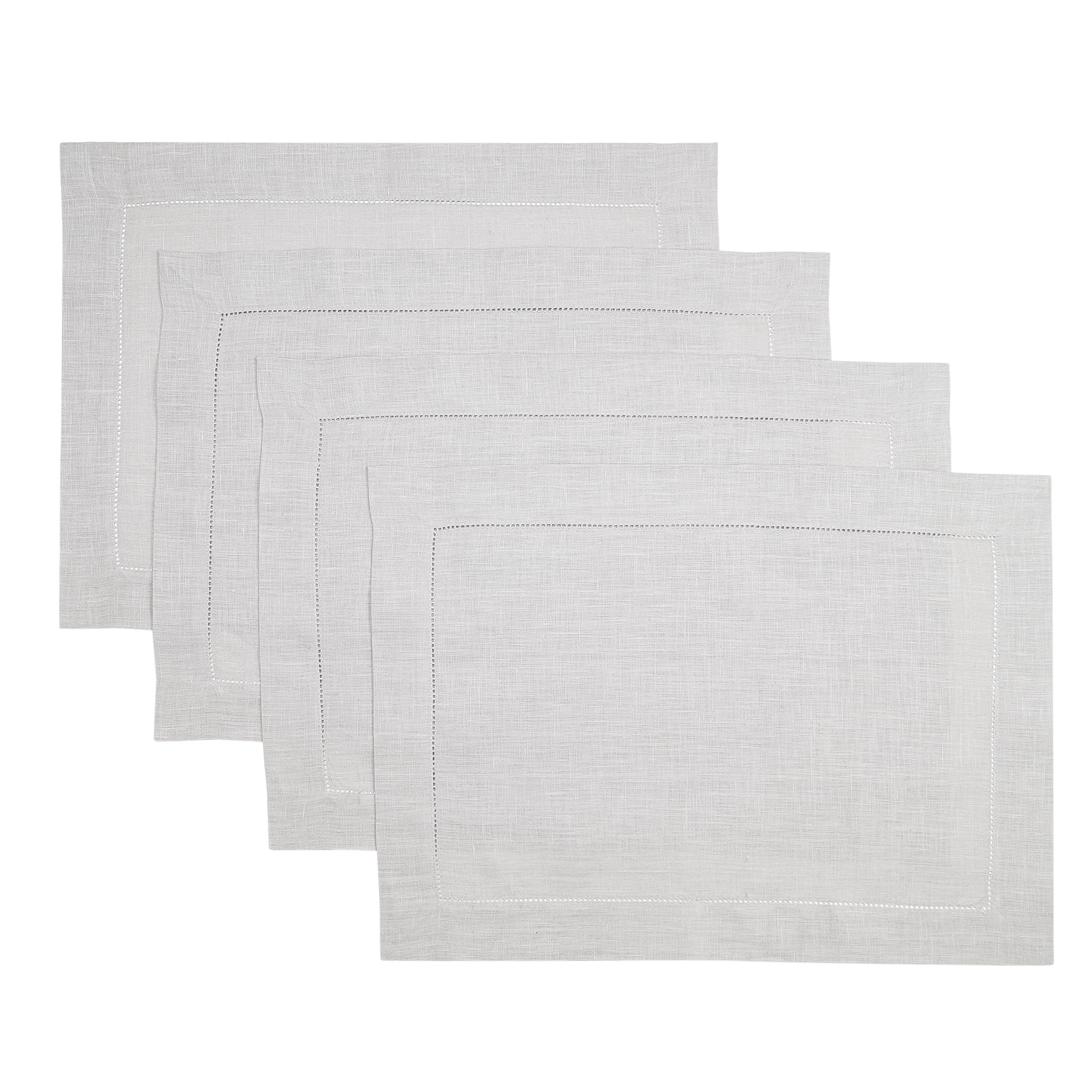 D'Moksha Homes 100% Pure Linen Placemats Set of 4 - Silver Grey 14