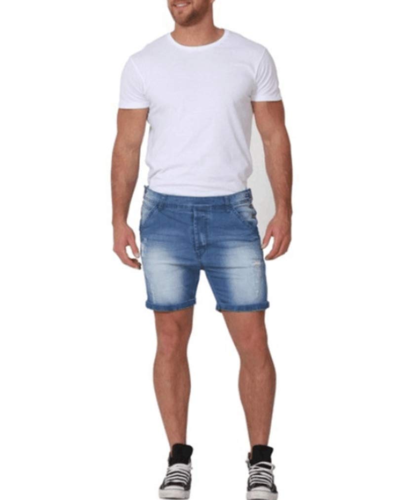 GUOCU Men's Distressed Ripped Denim Shorts - Detachable Strap Overalls & Casual Jumpsuit for Summer Outfits, Streetwear Fashion, and Outdoor Adventures