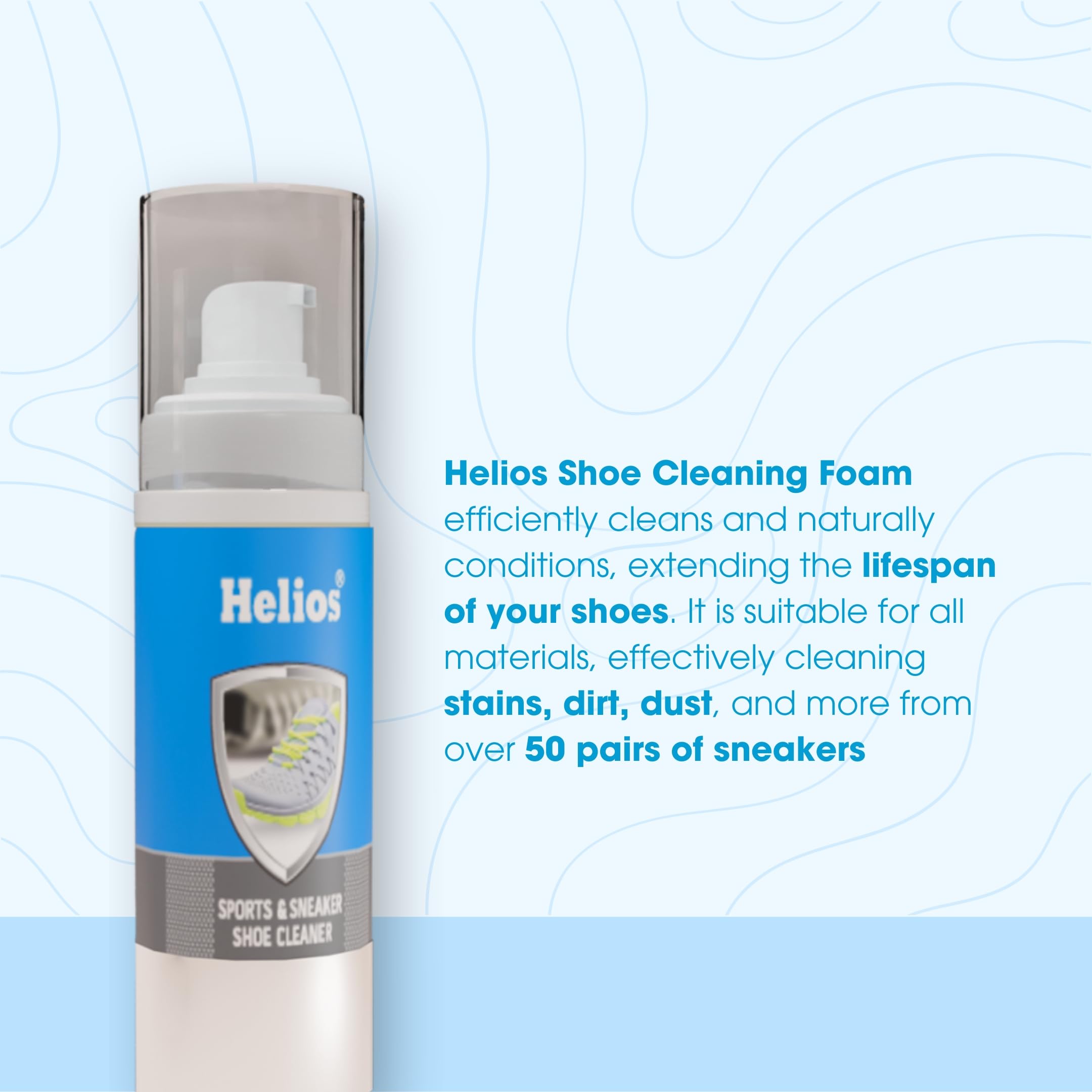Helios Shoe Cleaning Kit - 150ml Sneaker Cleaner & Wooden Brush for Sports Shoes | Complete Sneaker Care Kit for Men & Women | Perfect for Cleaning White Shoes, Leather & Canvas Sneakers | Ideal for Gym, Running & Daily Use