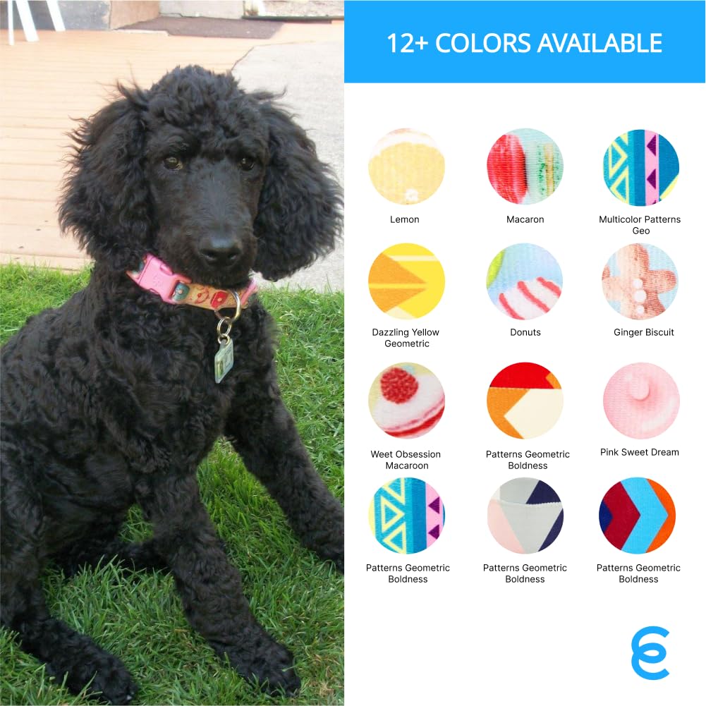 Personalized Embroidered Dog Collar for Large Dogs - Adjustable Pet Collar with Custom Name & Phone Number, Blueberry & Lemon Design - Perfect for Daily Walks, Training & Identification