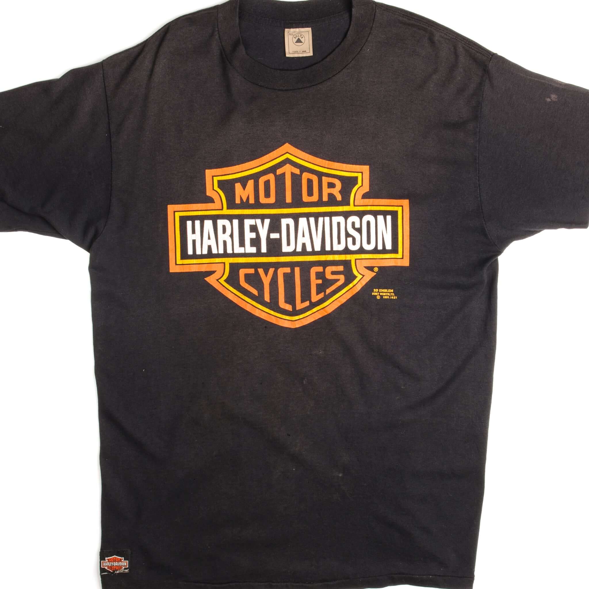 Vintage 3D Emblem Harley Davidson T-Shirt 1991 - Size Large - Made in USA - Motorcycle Enthusiast Gift & Retro Biker Apparel for Men & Women