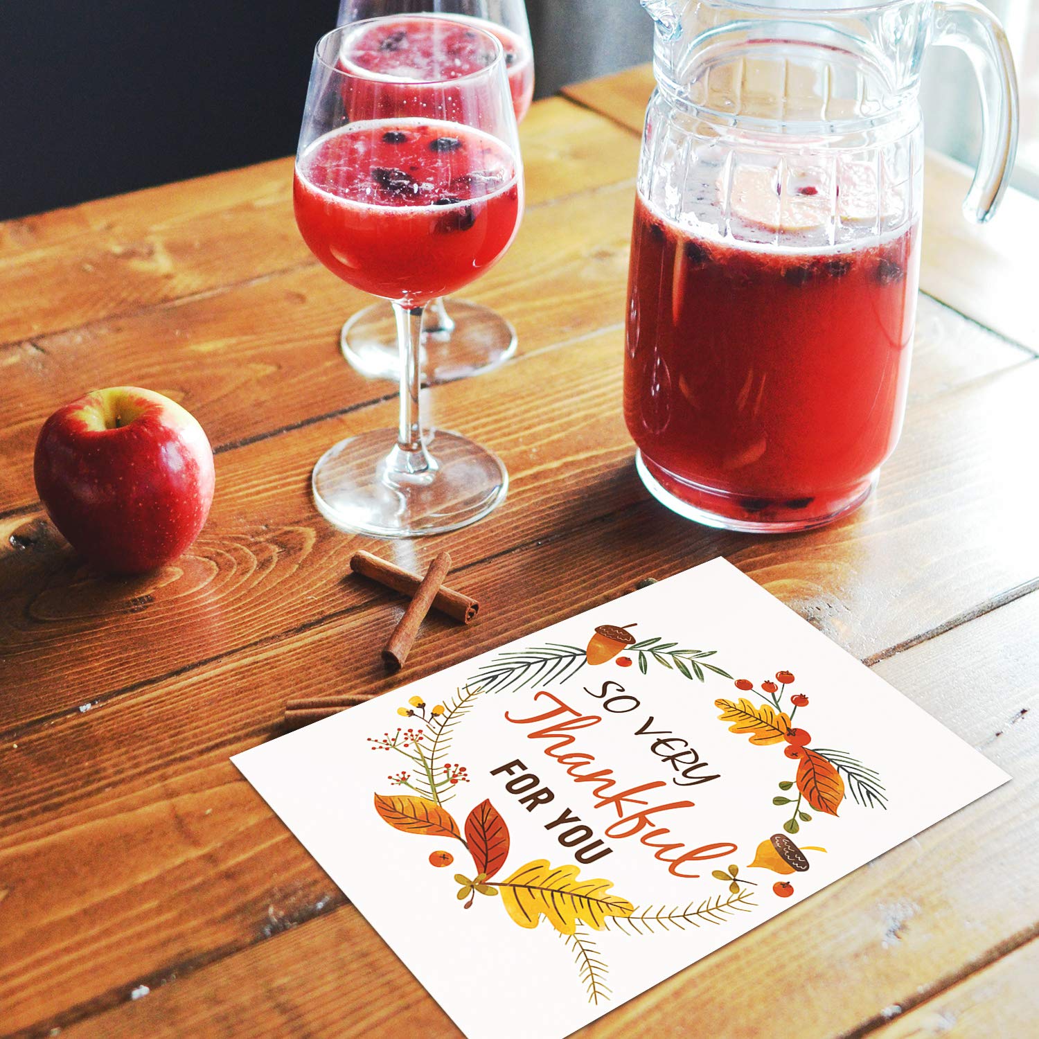 Thankful Greeting Cards Pack of 50 - Thanksgiving Holiday Cards with Envelopes for Gifting