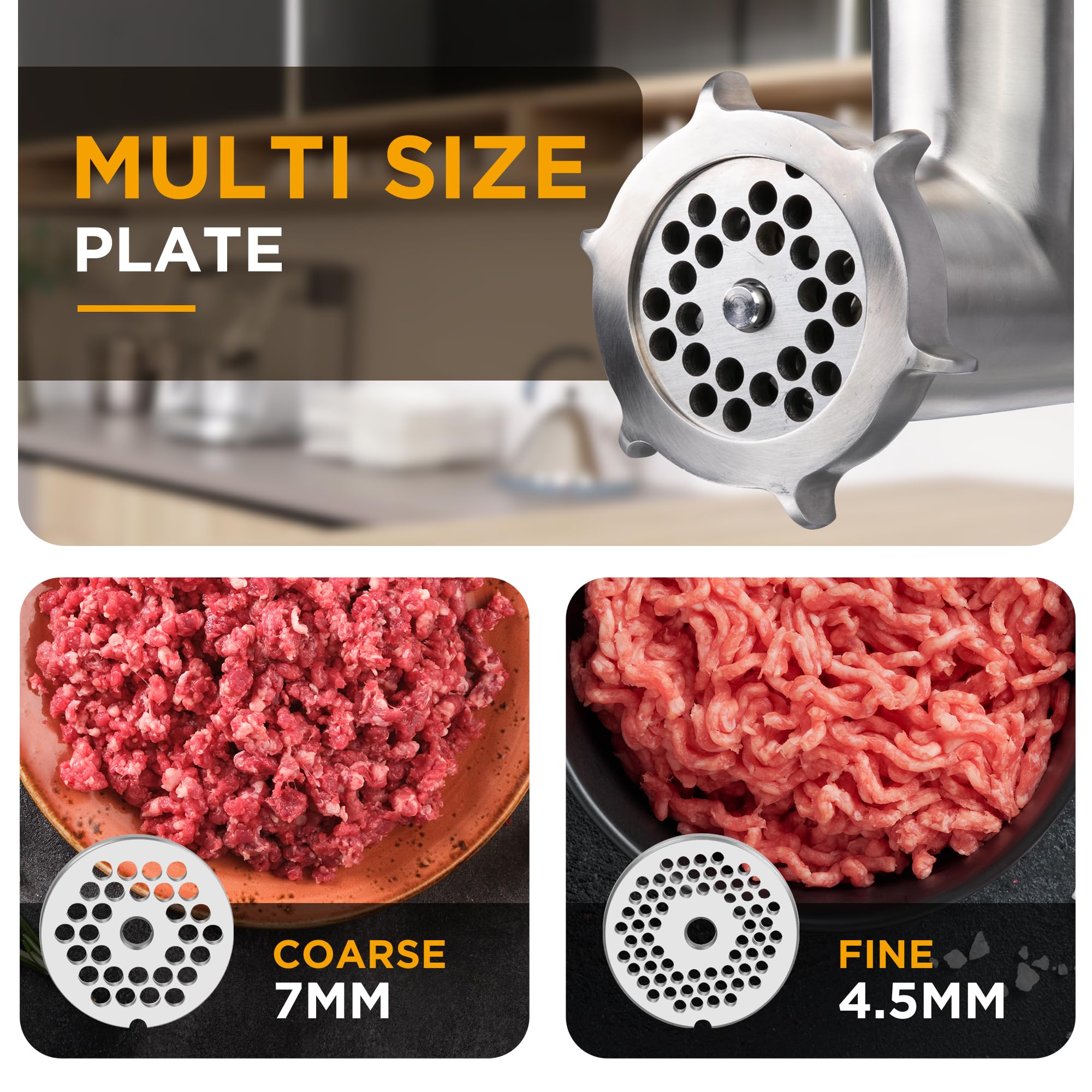 2-in-1 Electric Meat Grinder & Sausage Stuffer Machine - 0.75HP 575W Heavy Duty Meat Mincer with 3 Grinding Plates, Stainless Steel Blade & Sausage Tube - Includes 2 Meat Claws - Perfect for Home Kitchen, BBQ, Hunting & Sausage Making