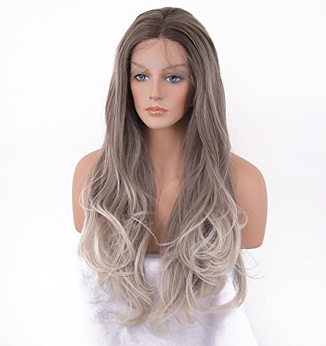 Platinum Blonde Ombre Lace Front Wig - Natural Looking Human Hair Wig for Women | Perfect for Cosplay, Parties & Daily Wear