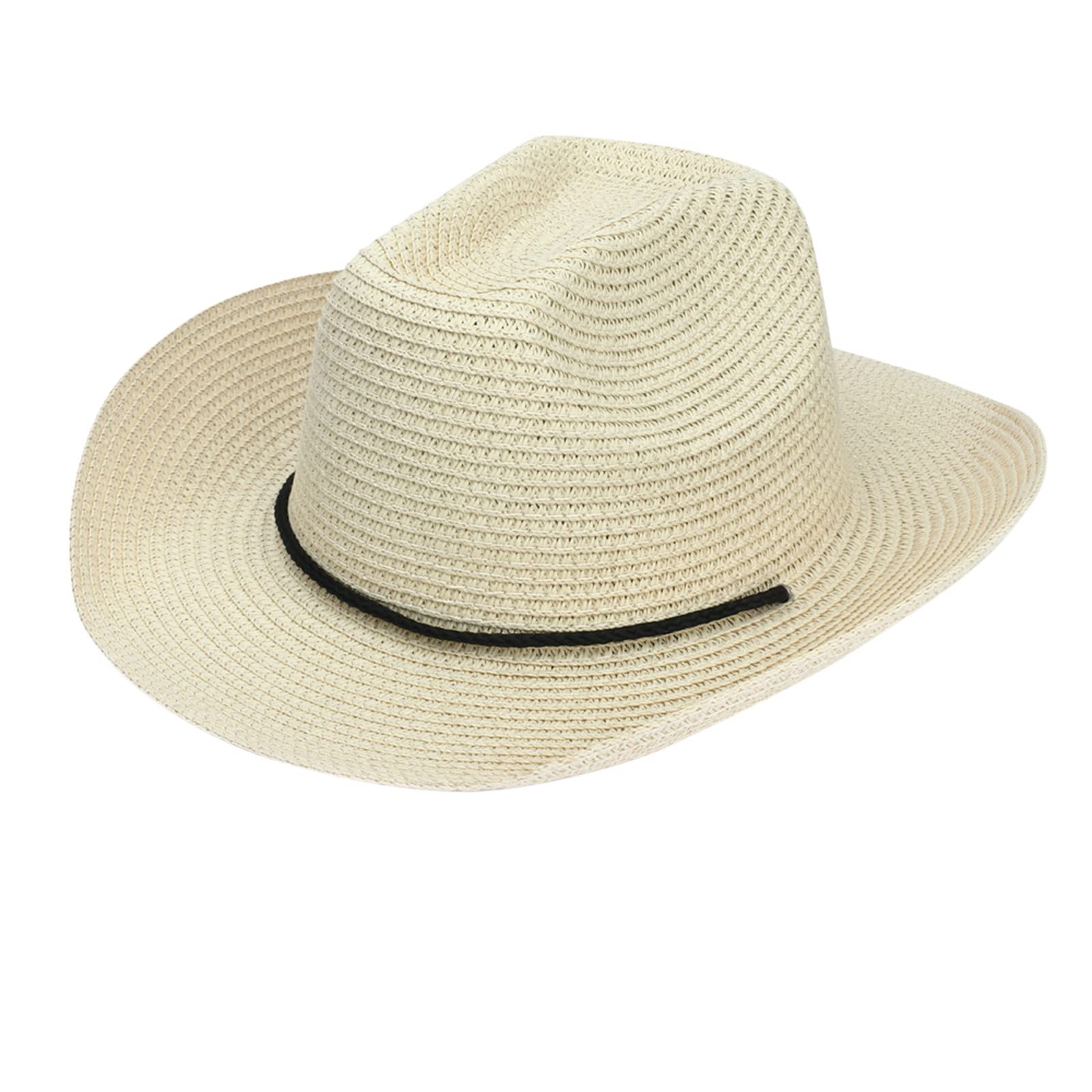 Vintage Western Cowboy Hat for Men - Summer Sun Protection Beach Hat with Drawstring - Breathable Weave Mini Sombrero - Perfect for Outdoor Activities, Music Festivals & Beach Vacations