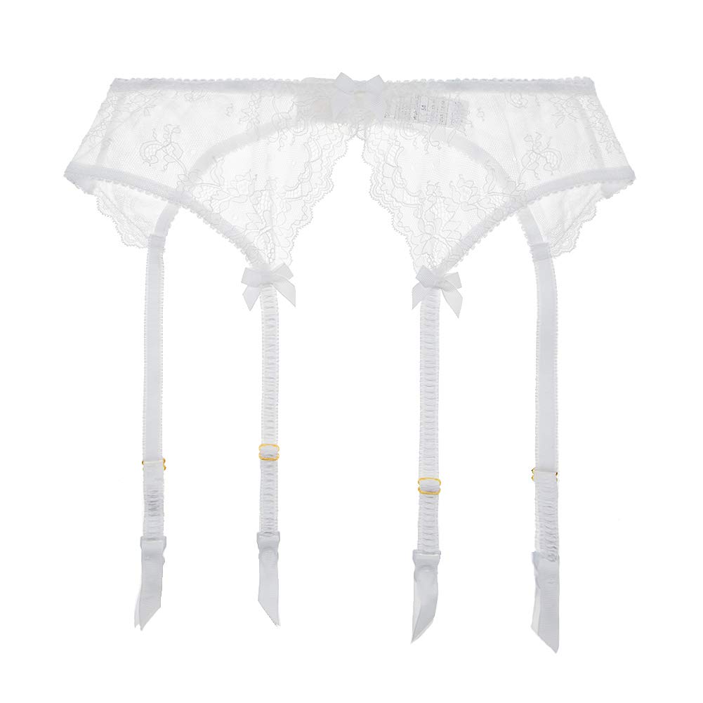 Sexy Women's Lace Garter Belt with 4 Adjustable Straps & Metal Clips - Stockings Holder for Lingerie, Bridal, Boudoir & Special Occasions