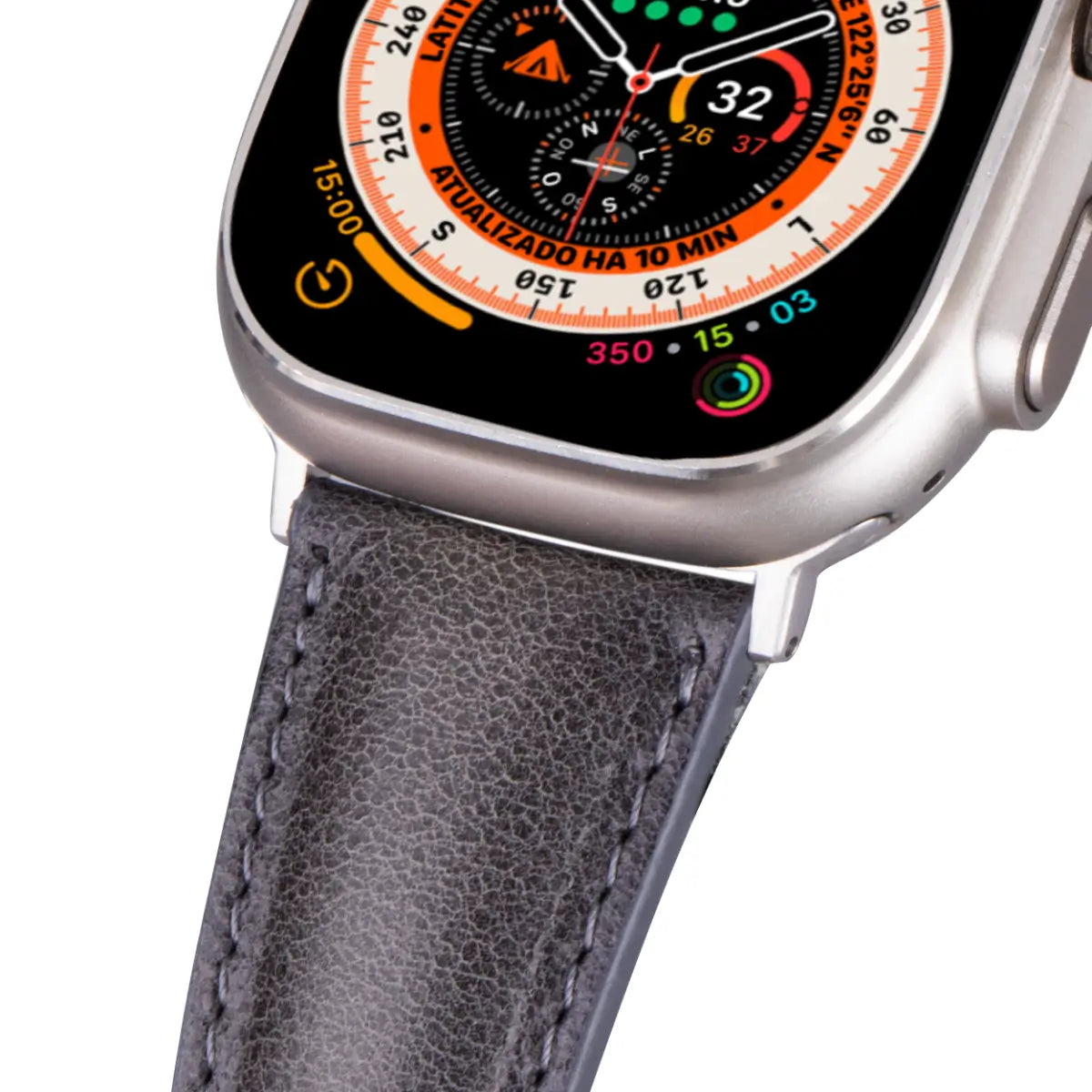 Premium Burnished Gray Leather Apple Watch Band - Classic & Stylish Replacement Strap for Apple Watch Series 1-9, SE & Ultra - Perfect for Work, Travel & Everyday Wear