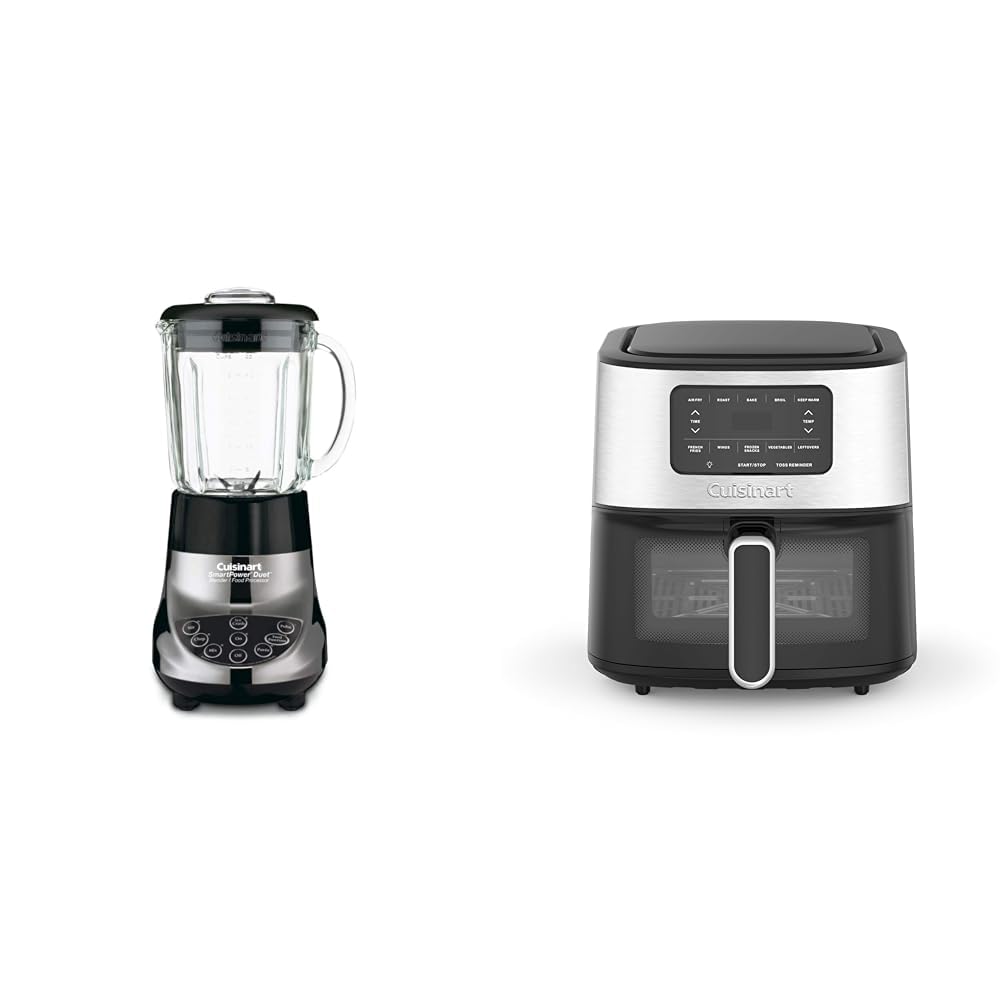 Cuisinart BFP-703BC Smart Power Duet 3-Cup Blender & Food Processor Combo with 6-Quart Air Fryer Oven - Stainless Steel Kitchen Appliance Set for Smoothies, Meal Prep & Healthy Cooking