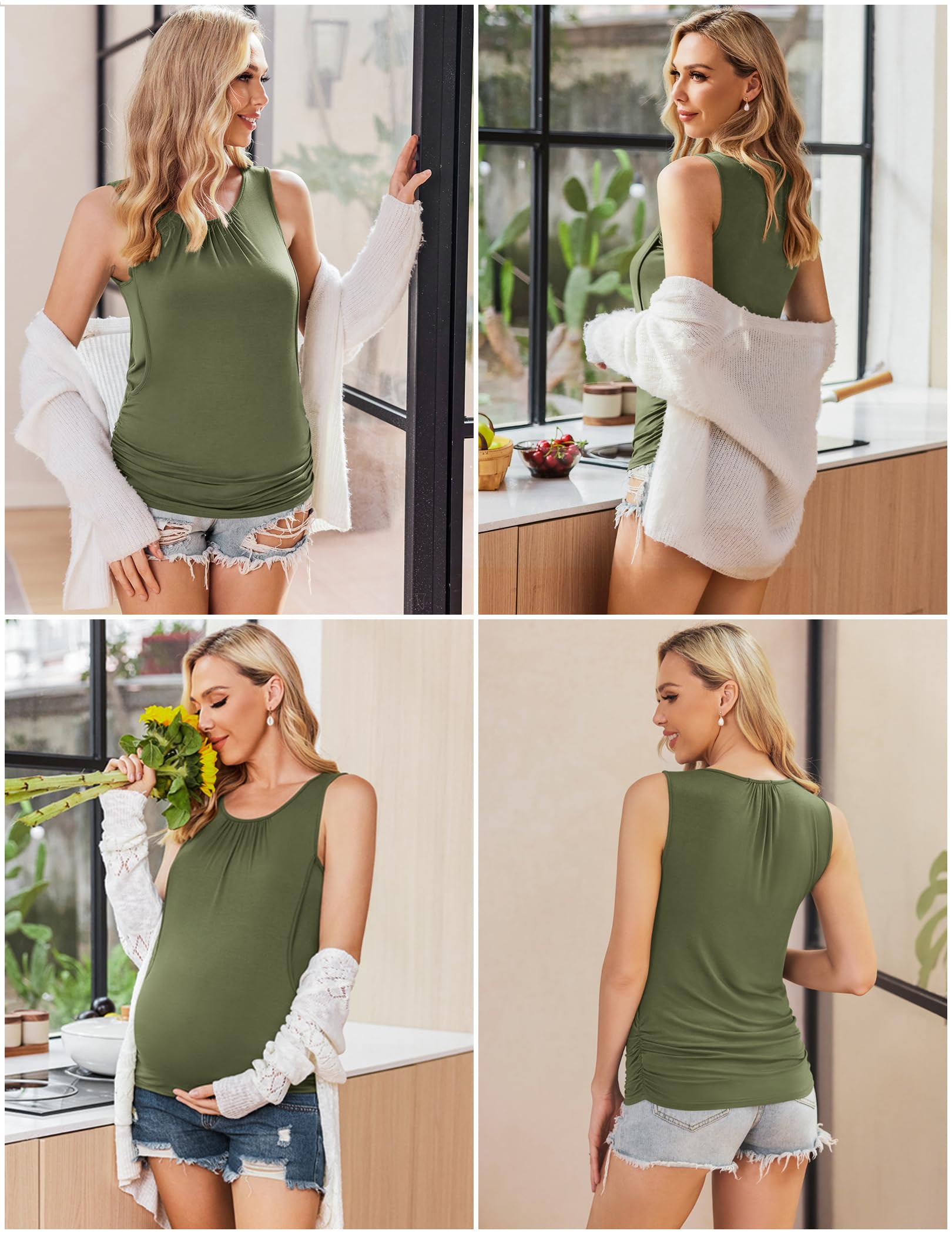 Ekouaer Women's Nursing Tank Tops 3 Pack - Breathable Maternity Shirts for Breastfeeding, Double Layer Pregnancy Clothes S-XXL - Perfect for Nursing, Lounging & Everyday Wear