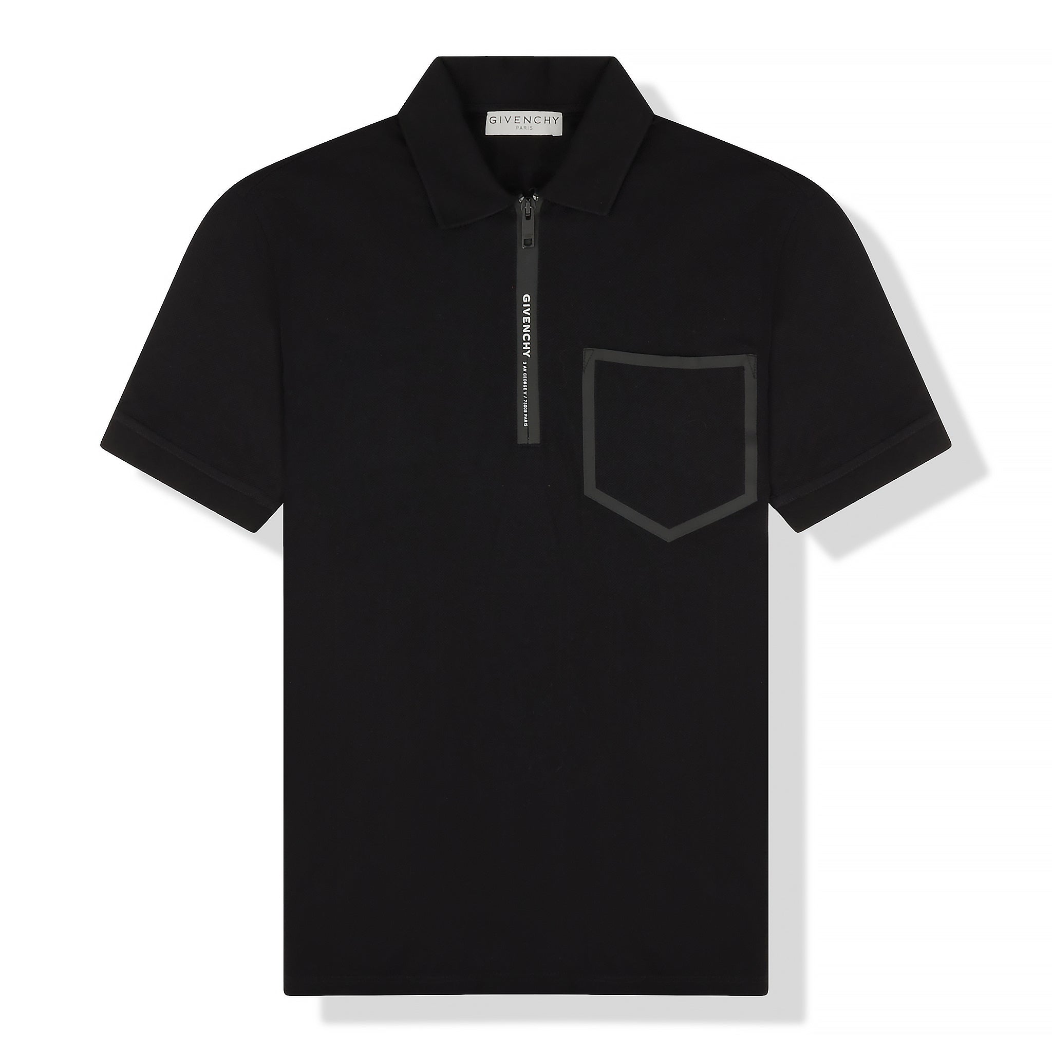 Givenchy Paris Men's Black Zip-Up Polo Shirt - Premium Cotton Casual Wear for Business & Leisure Outfits