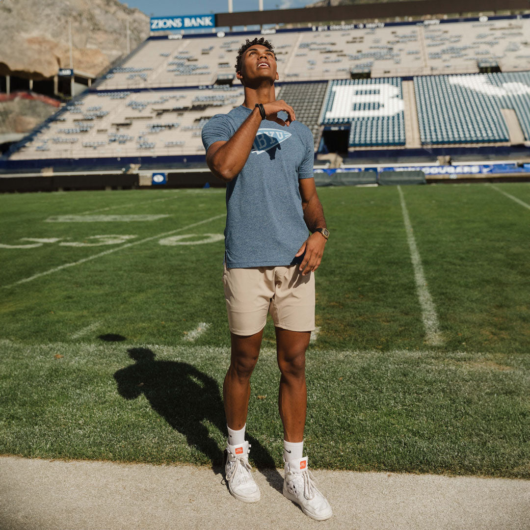 BYU Men's Classic Cotton T-Shirt - Navy Blue, Comfortable & Breathable for Casual Wear, School Spirit, and Everyday Outfits