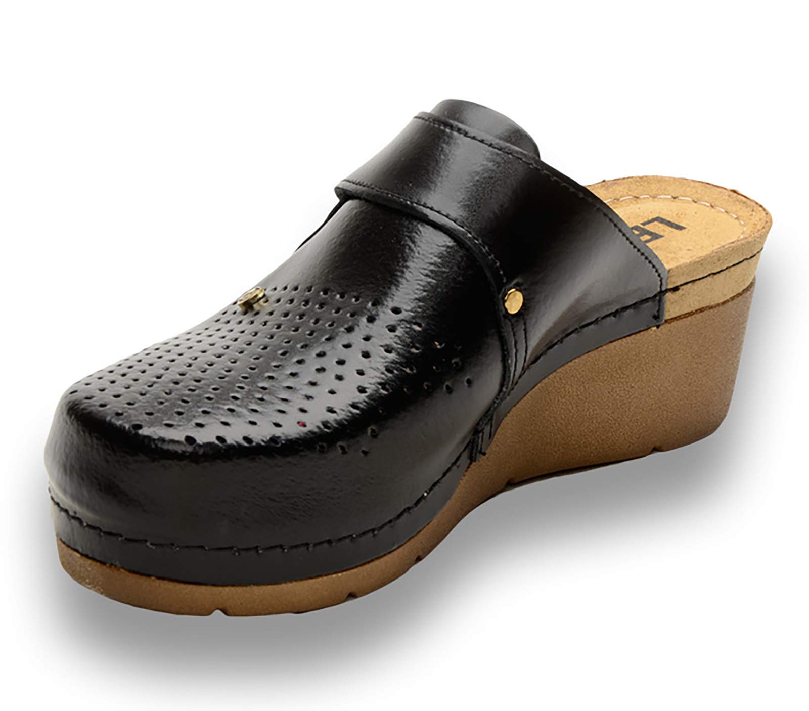 LEON 1001 Genuine Leather Slip-On Mules for Women - Comfortable House Slippers & Indoor/Outdoor Clogs - Perfect for Home, Office, and Casual Wear