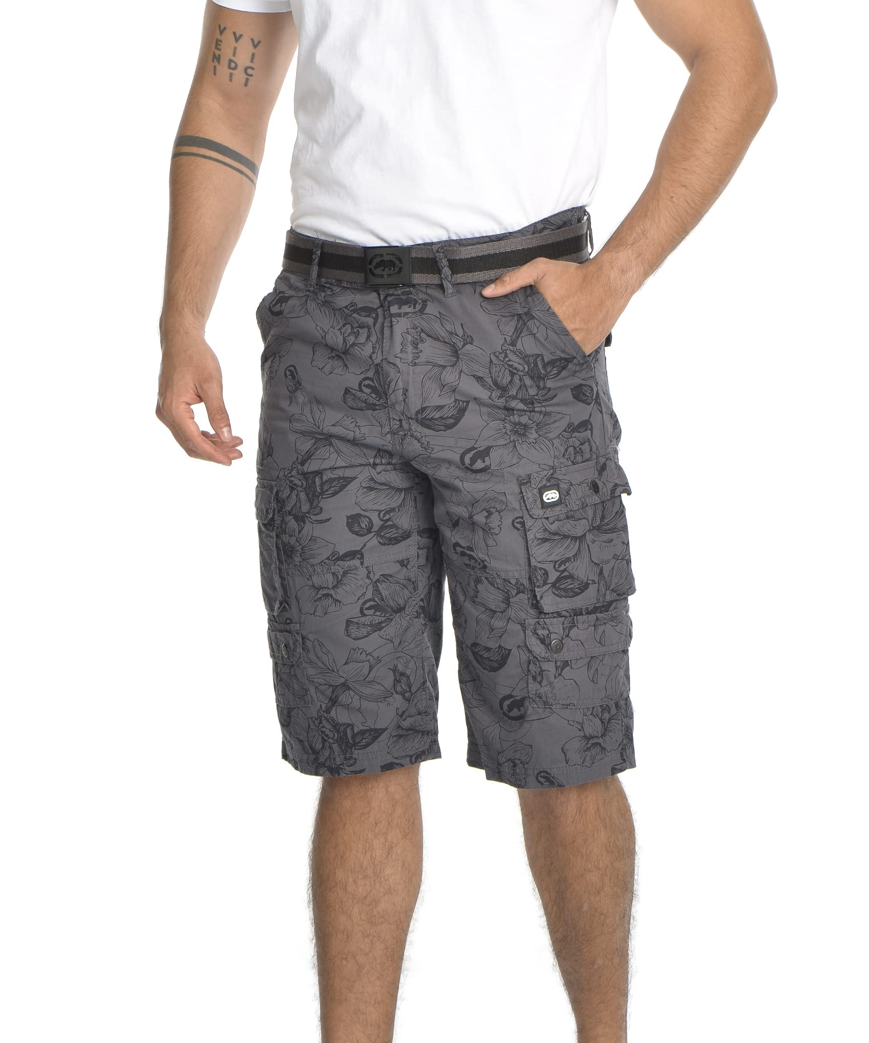 Ecko Men's Cargo Shorts with Belt - Durable Twill Fabric Casual Shorts for Outdoor Activities, Hiking & Summer Wear