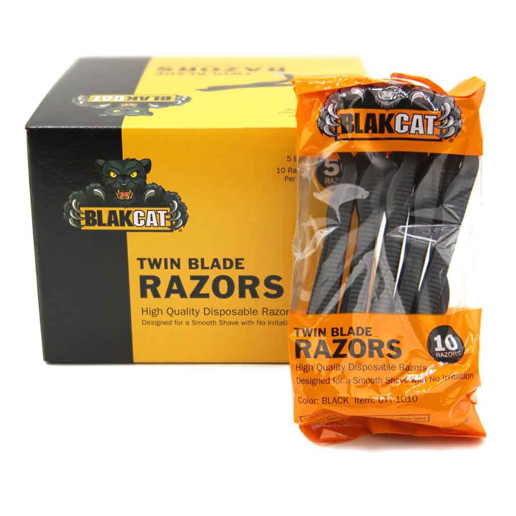 BlakCat Twin Blade Disposable Razors 10 Pack - Smooth Shaving for Men & Women - Perfect for Travel, Gym & Everyday Use