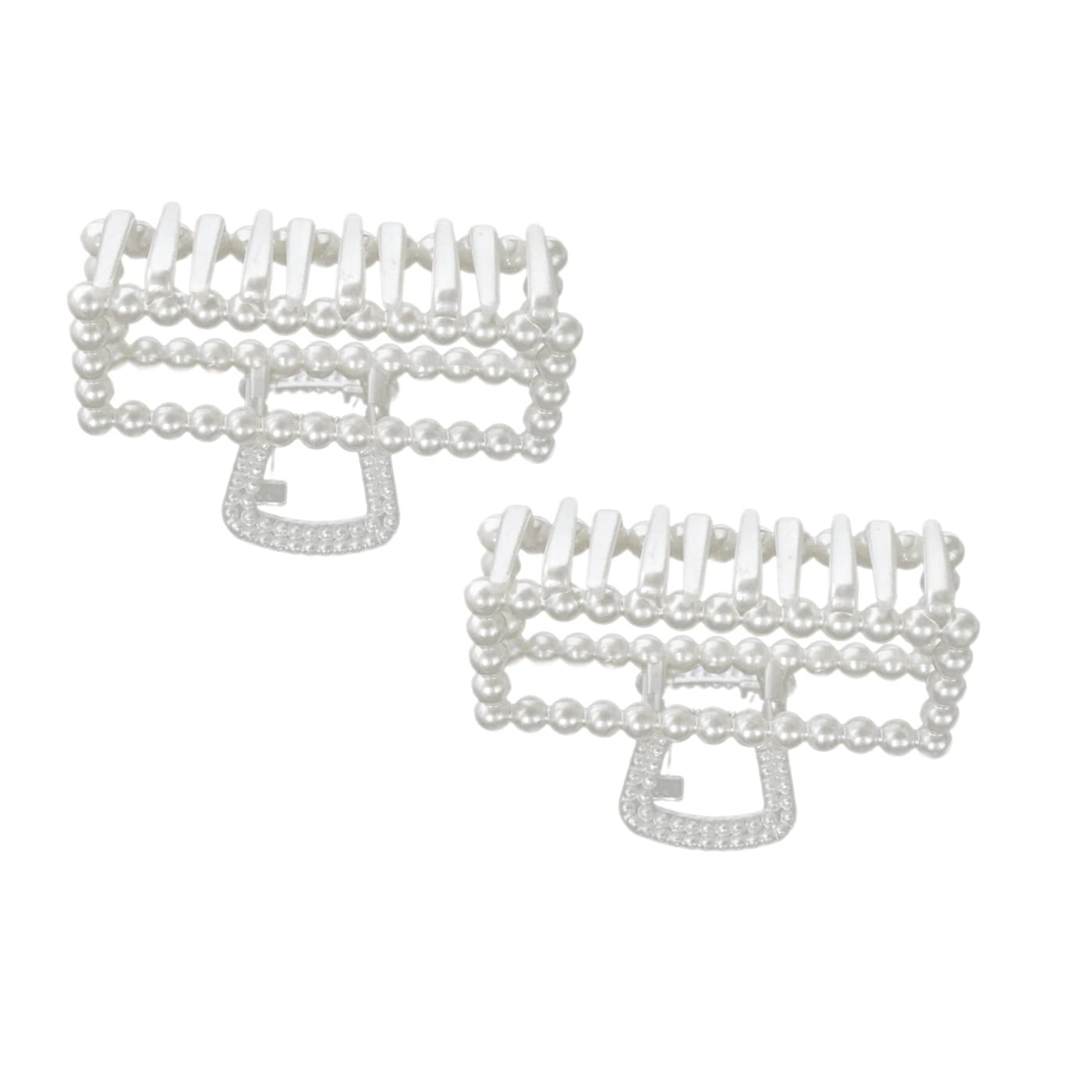 Kabello Pearl Hair Claw Clip for Women and Girls - 2 Pack Non-Slip Hair Clips for Thick Hair - Elegant Hair Accessories for Parties, Weddings & Everyday Use