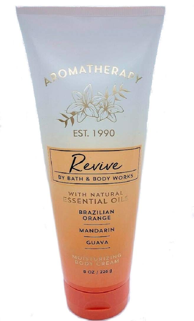 Bath and Body Works Aromatherapy Revive Body Cream - 8 oz Orange Mandarin Guava Scented Moisturizing Lotion for Dry Skin | Relaxing Massage & Daily Hydration
