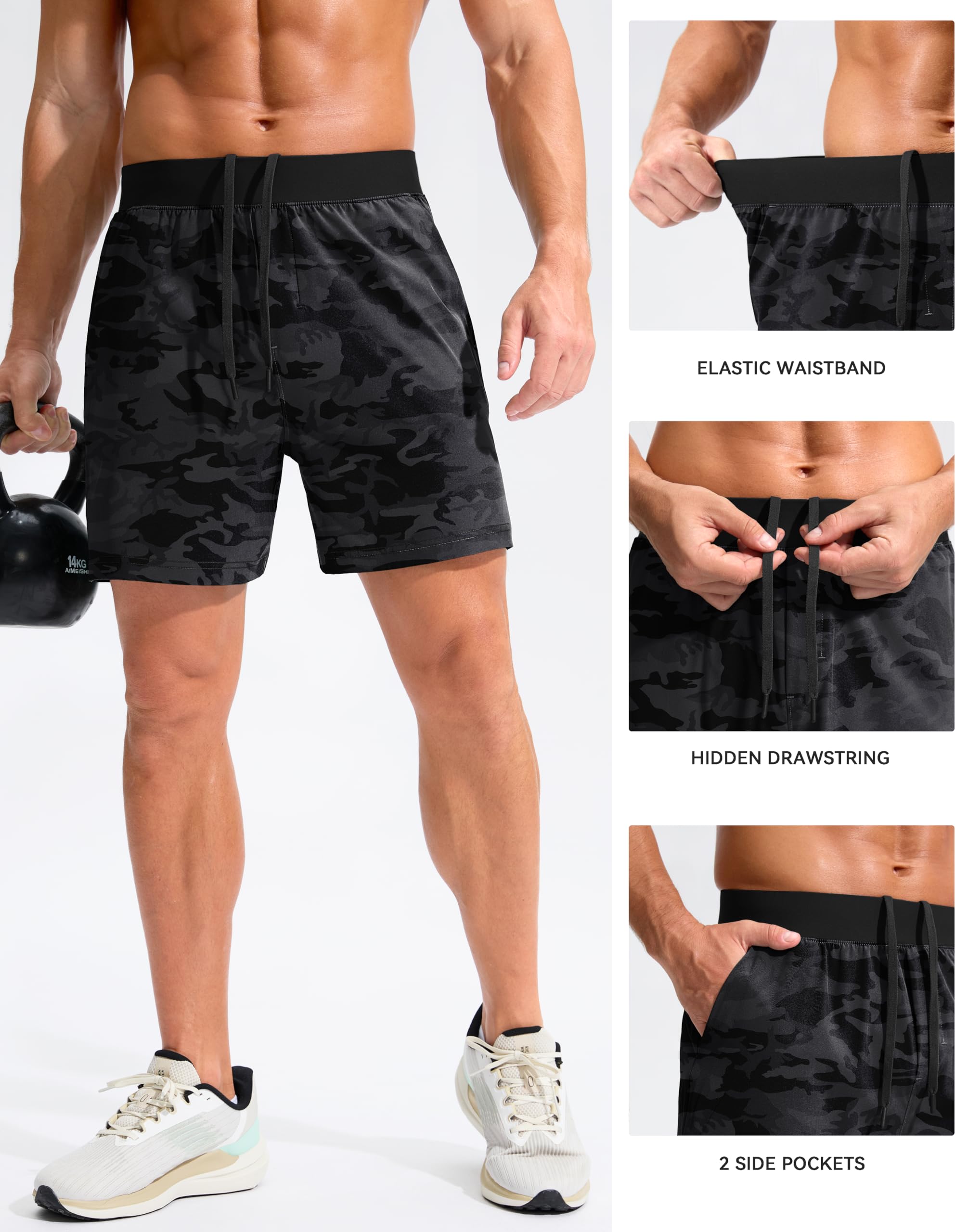 Soothfeel Men's 5 Inch Running Shorts with Zipper Pockets - Quick Dry Athletic Shorts for Gym, Workout, Tennis & Sports | Lightweight Comfort for Jogging, Training & Outdoor Activities