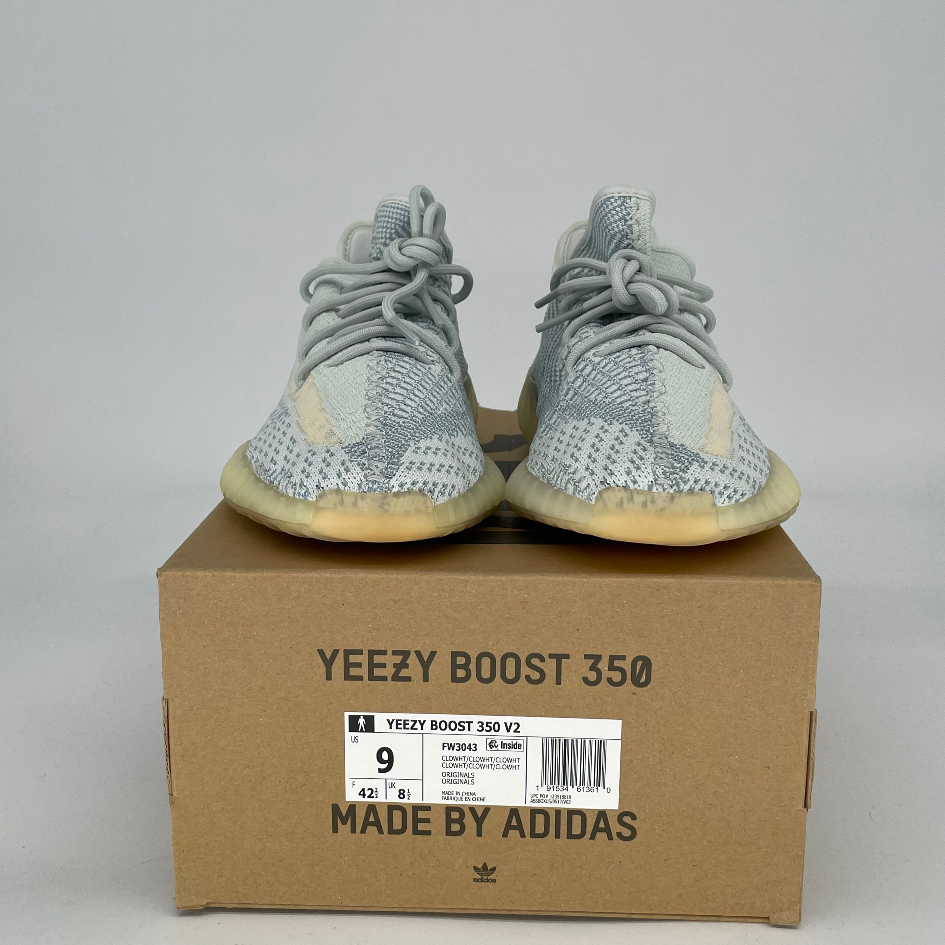 Adidas Yeezy Boost 350 V2 Cloud White Sneakers - Men's Size 9/Women's 10.5 (FW3043) | Comfortable Running Shoes for Gym, Casual Wear & Street Fashion