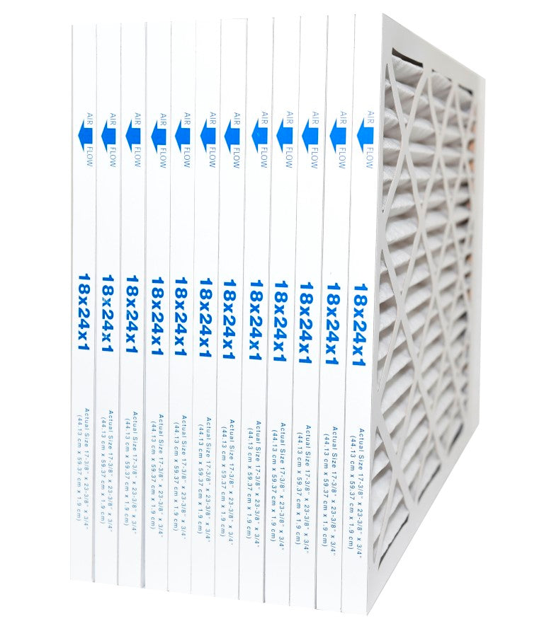 18x24x1 MERV 8 Pleated Air Filters for Furnace - Case of 12 | High Efficiency Dust & Pollen Protection for Home HVAC Systems