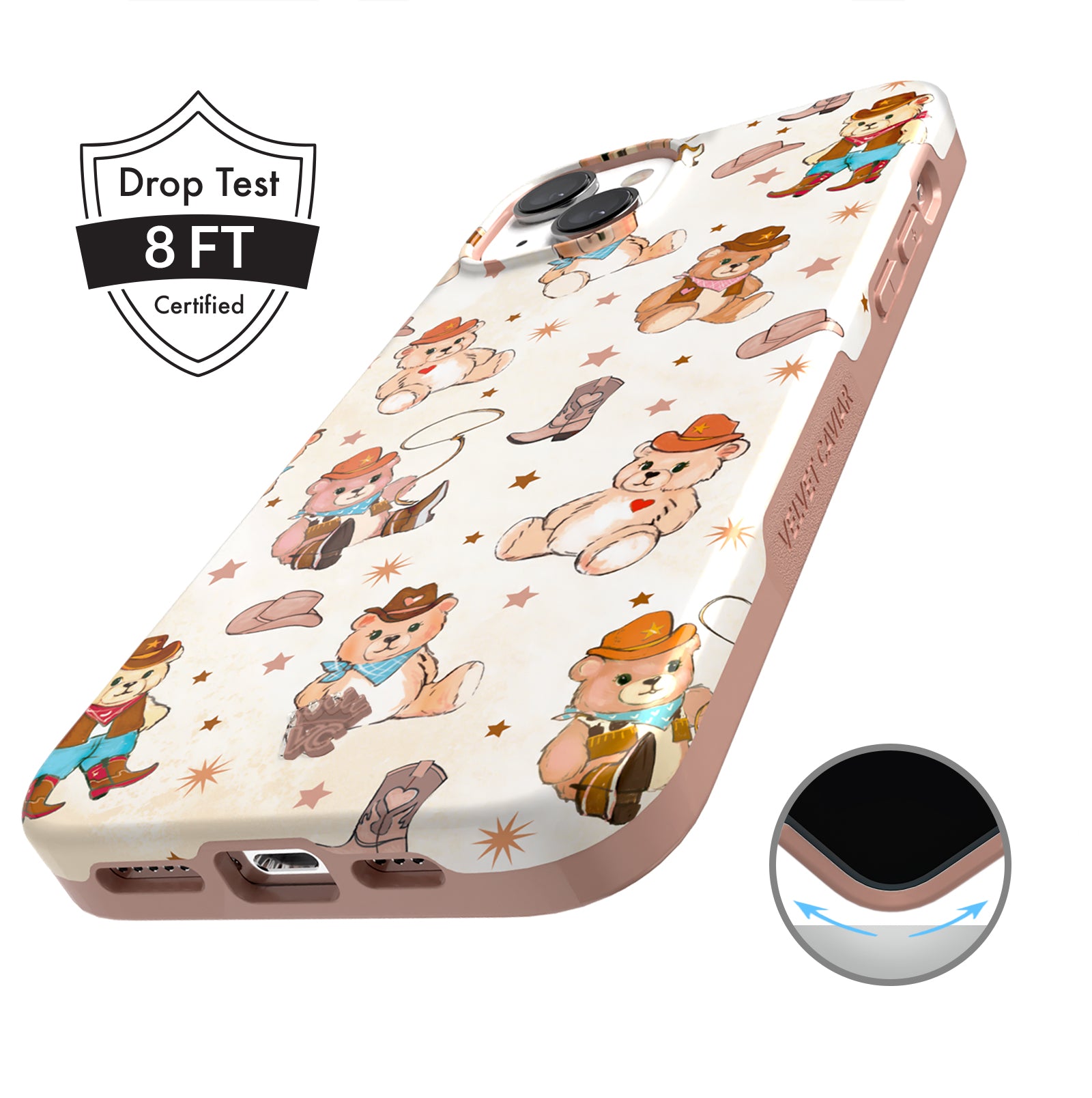 Cowboy Teddy Bear iPhone Case - Durable Protective Cover for iPhone 12/13/14/15 Pro Max - Western Style Design - Perfect for Outdoor Adventures & Country Music Fans