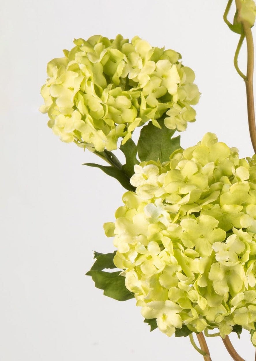 Artificial Snowball Flower Stem in Green - 43.5 Inch Faux Hydrangea for Home Decor, Wedding Centerpieces & DIY Floral Arrangements
