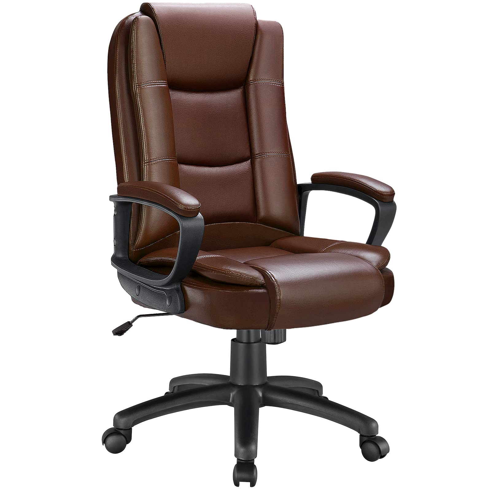 Lemberi Ergonomic Office Chair - High Back Executive Desk Chair with Adjustable Height, PU Leather & Cushion Support for Big and Tall Users - Perfect for Home Office, Gaming & Long Work Sessions (Brown)