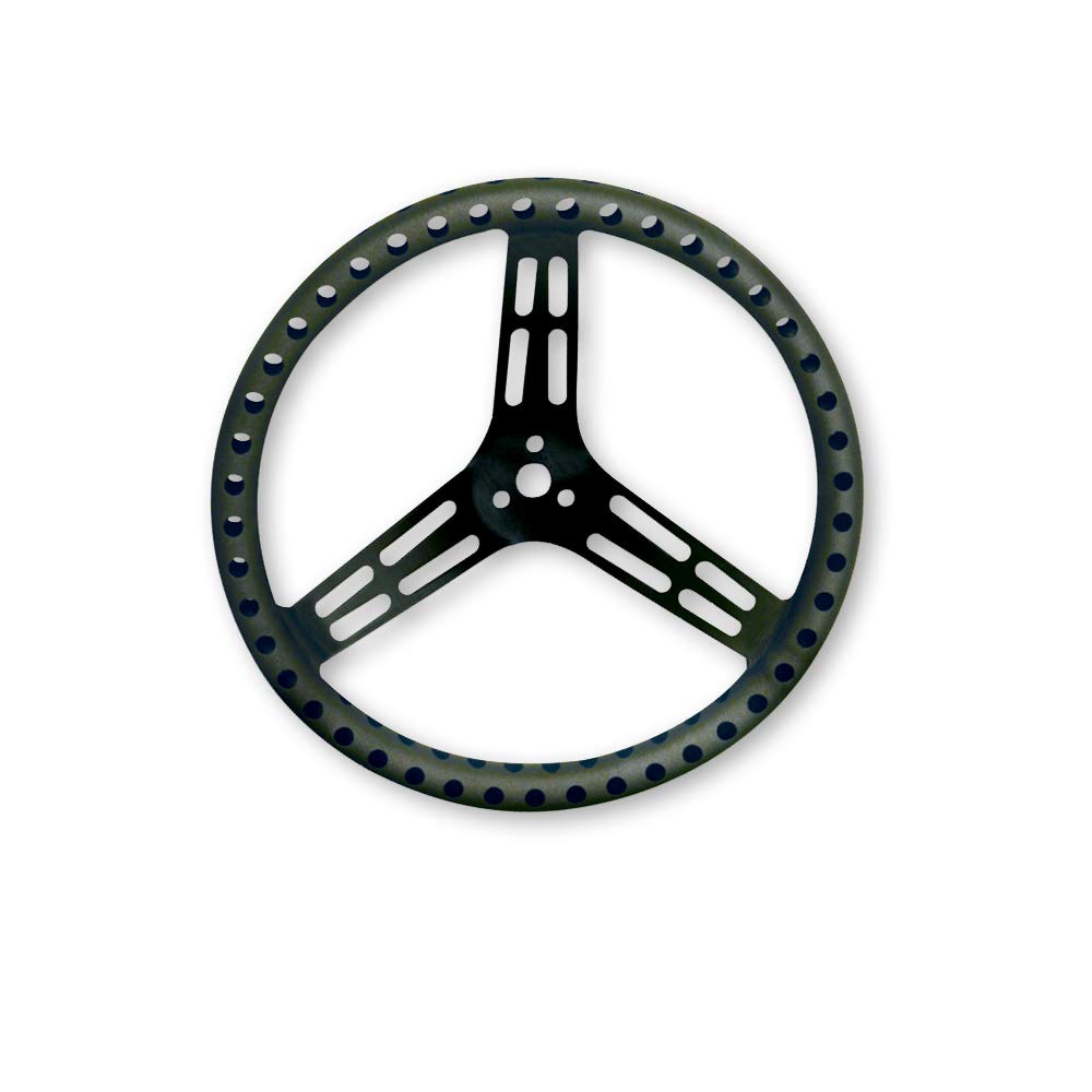 Longacre 52-56838 15 Inch Uncoated Aluminum Drilled Steering Wheel - Shot Peened Rim for Enhanced Grip & Reduced Wrist Fatigue - Lightweight Racing Wheel for Sports Cars, Drift Cars & Simulators