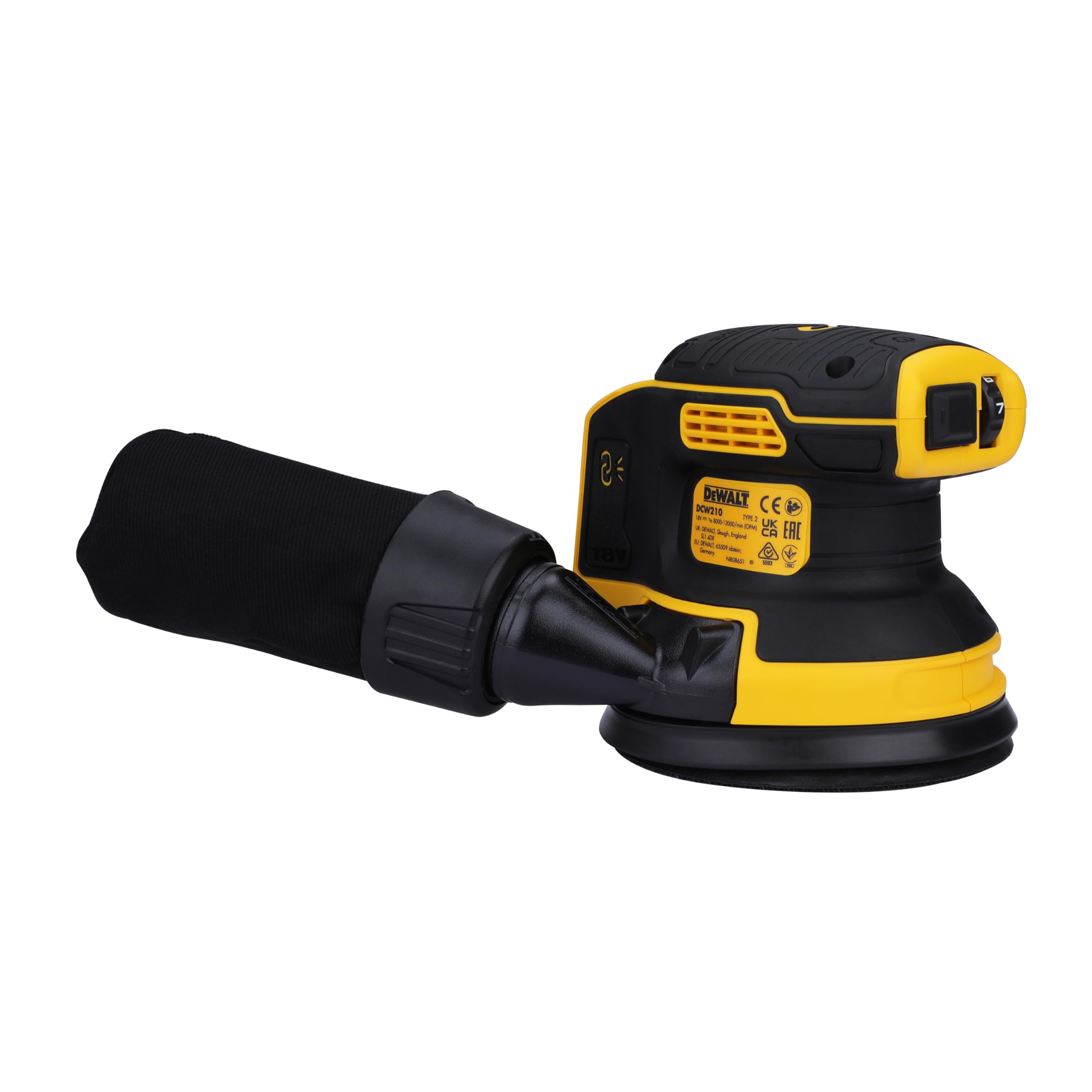 DEWALT DCW210N-XJ 18V XR Brushless Cordless Random Orbital Sander - Powerful Sanding Tool for Woodworking, DIY Projects & Home Renovation