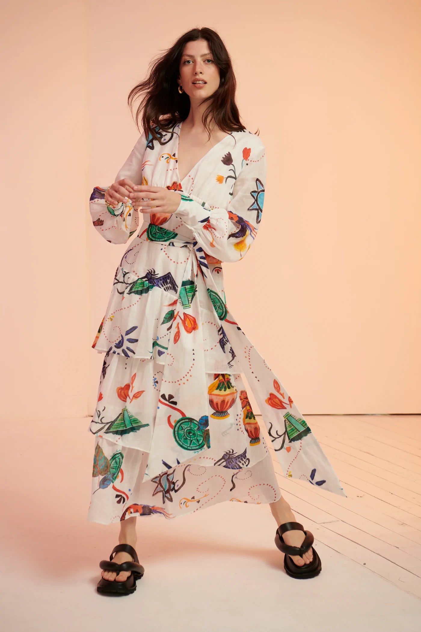 Cordia Women's Flowy Maxi Dress with Volume Sleeves - Elegant Boho Chic for Beach, Wedding & Summer Outfits