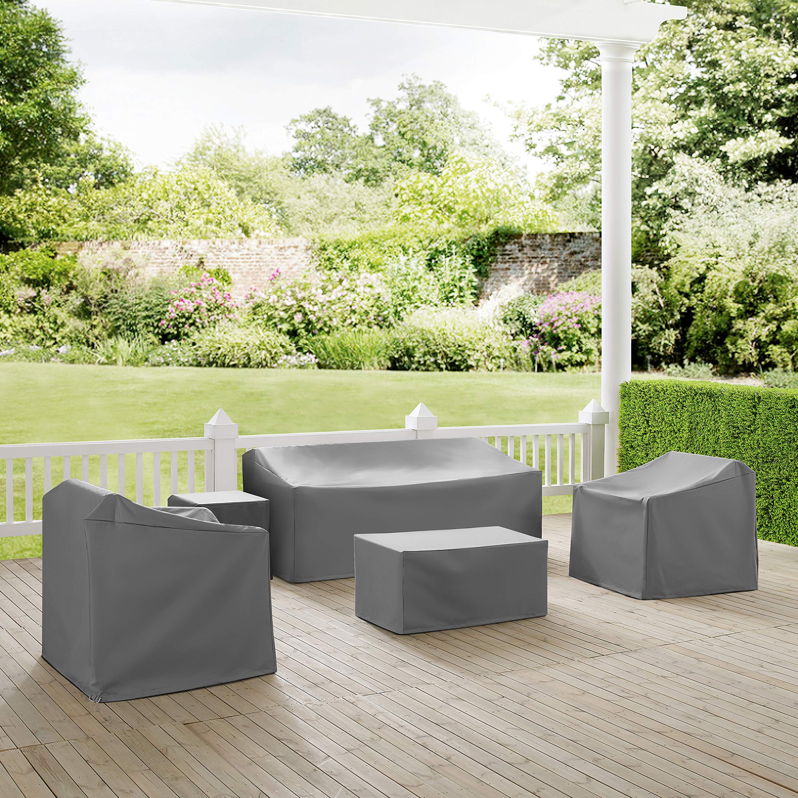 **Crosley Waterproof 5-Piece Patio Furniture Cover Set – Outdoor Sofa, Chair & Table Covers – Heavy-Duty Gray Weather Protection for All Seasons**    *(Perfect for Backyard, Deck, or Garden – Shields Furniture from Rain, Sun, and Dust)*