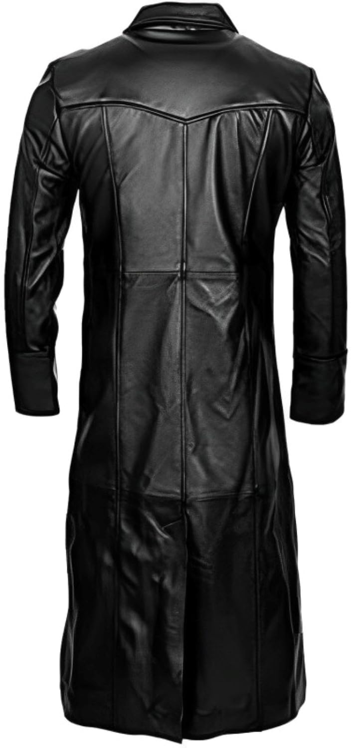 Premium Men's Black Duster Long Leather Coat - Full Body Trench Coat for Men - Genuine Leather Outerwear for Formal & Casual Wear - Perfect for Business, Dates & Special Occasions