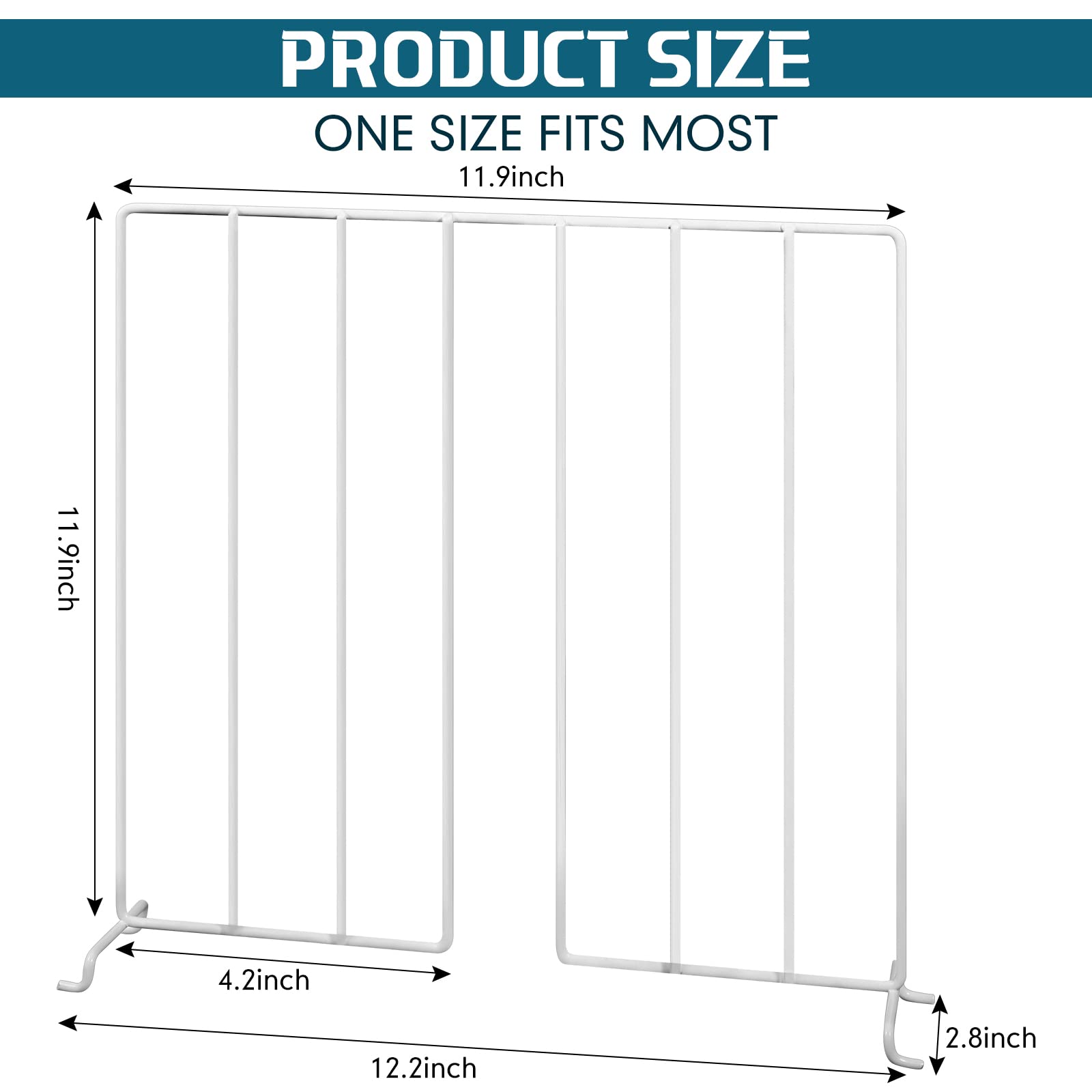 20 Pack 12 Inch Metal Wire Closet Shelf Dividers - Vertical Closet Organizer for Wire Shelving, Perfect for Clothes, Purses & Book Storage - Ideal for Bedroom, Closet & Home Organization
