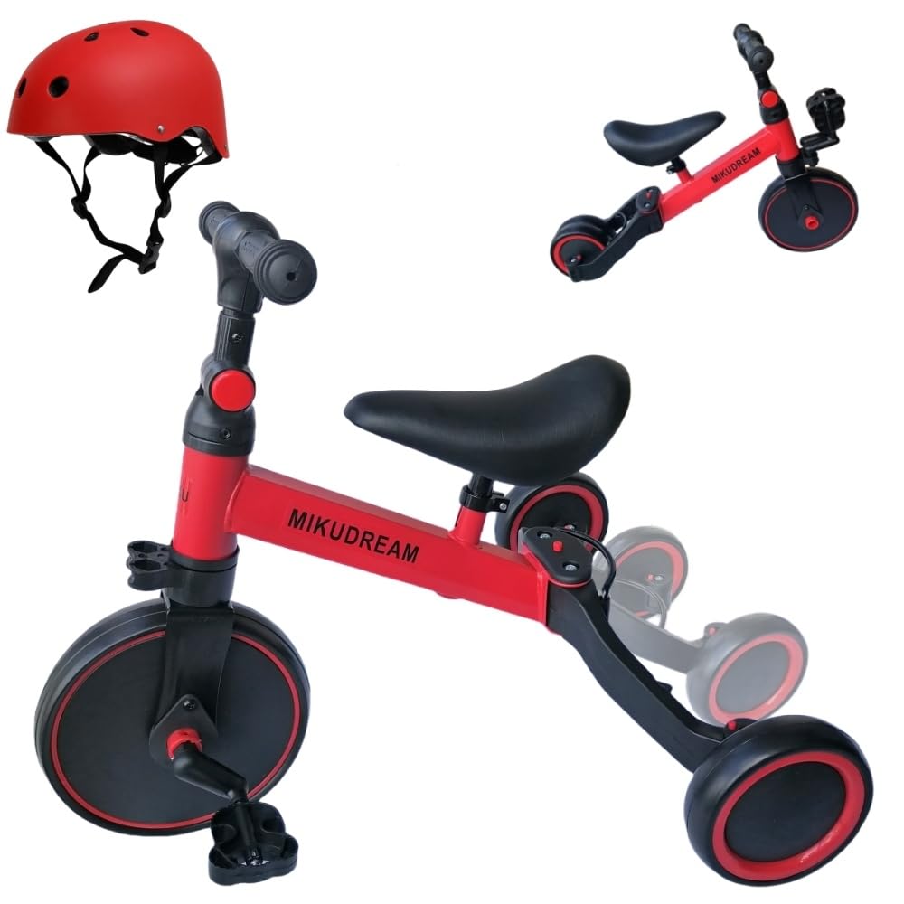 6 in 1 Toddler Bike for 1-5 Year Olds | Baby Walker, Balance Bike & Tricycle with Removable Pedals | Includes Protective Helmet | Perfect for Indoor & Outdoor Play, Balance Training & Early Cycling Development