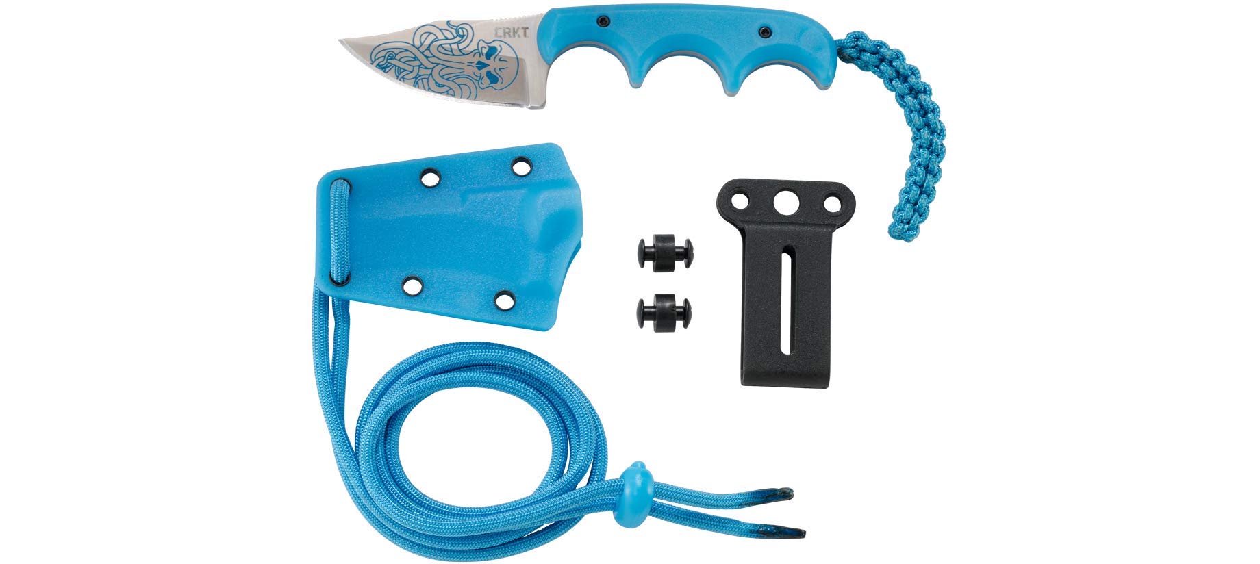 CRKT Minimalist Bowie EDC Knife - Compact Everyday Carry Fixed Blade Utility Knife with Satin Finish, Cthulhu Artwork, Glow-in-the-Dark Handle & Sheath (Model 2387O) | Perfect for Camping, Hiking, Survival & Outdoor Adventures