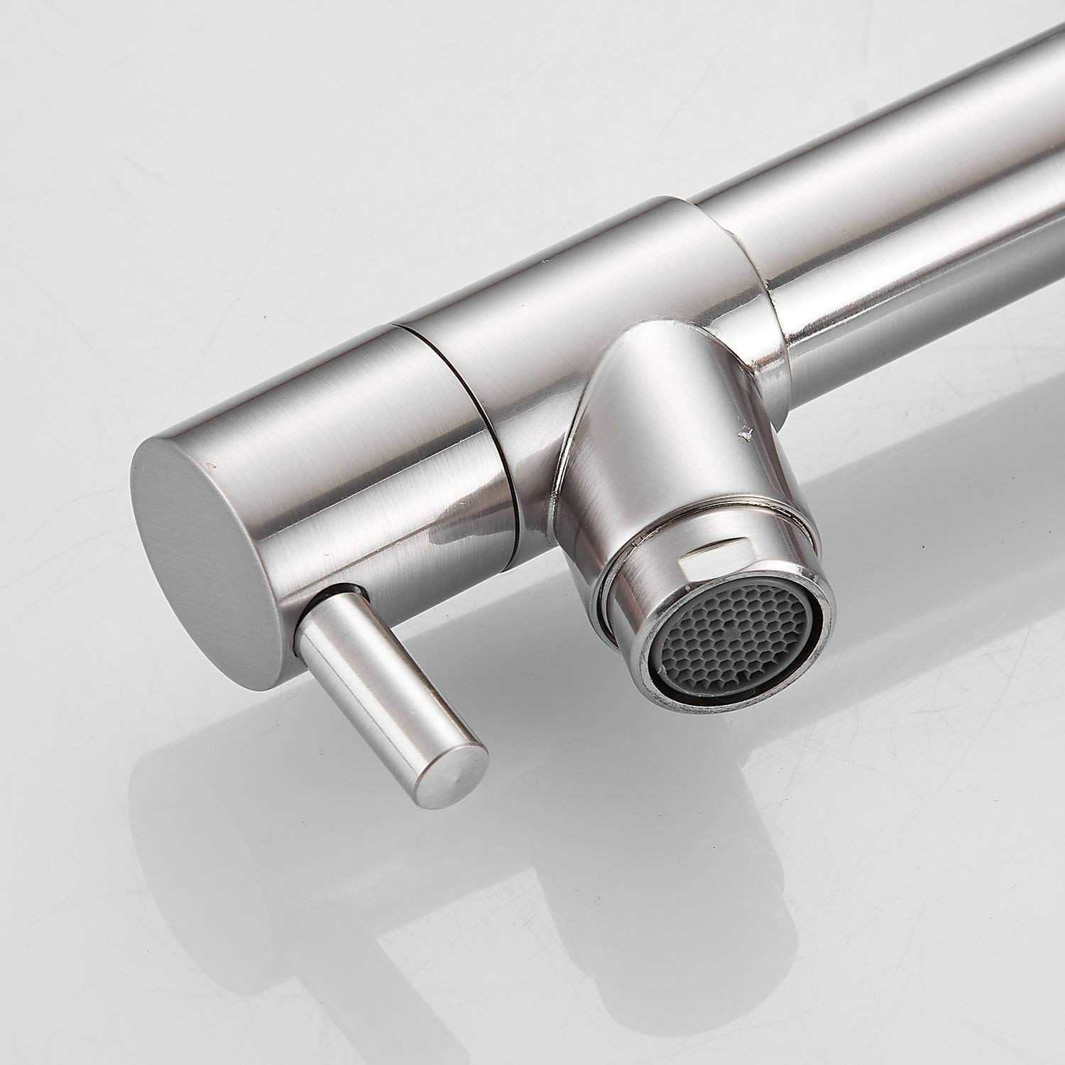 Commercial Single Handle Spring Kitchen Sink Faucet with Pull Down Sprayer - Brushed Nickel Finish (Deck Plate Included) - Ideal for Restaurant, Home Kitchen & Commercial Use