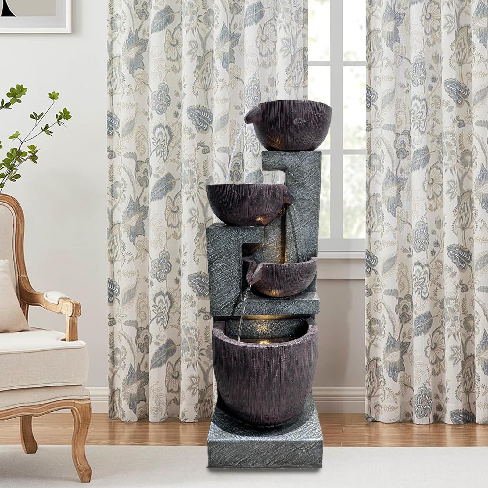 4-Tier LED Indoor Water Fountain with Pump - 13.5