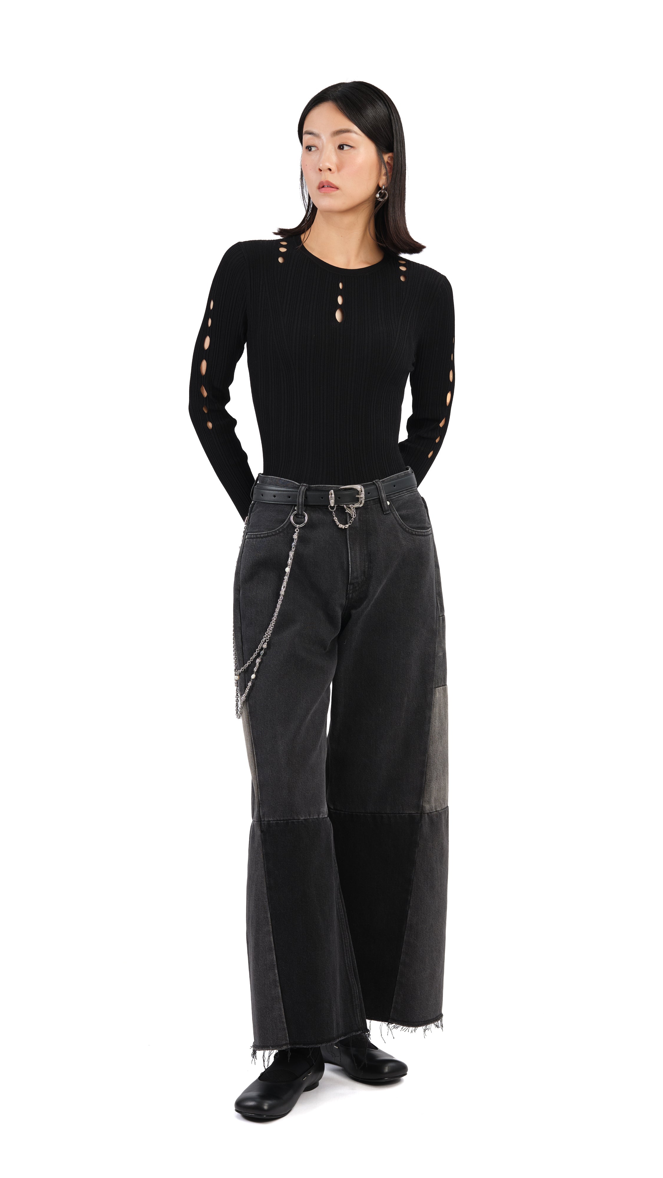 Trendy Slash Cut Out Sweater for Women - Stylish Knit Pullover for Fall & Winter Fashion | Perfect for Casual Outfits, Date Nights & Layering