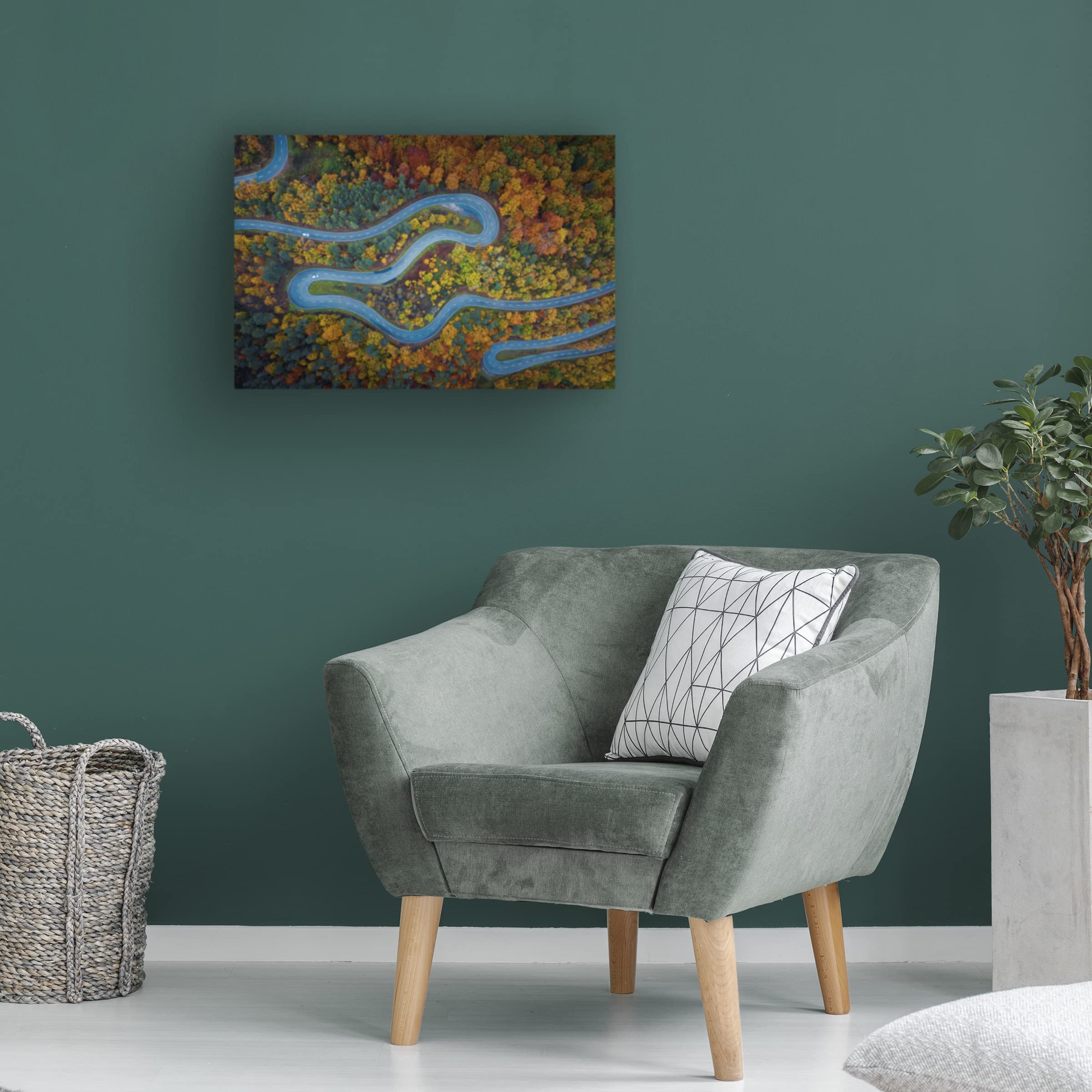 Trademark Fine Art 'Autumn Explodes' Canvas Wall Art by Jose Manuel Martin - Stunning Fall Landscape Painting for Living Room, Bedroom & Office Decor
