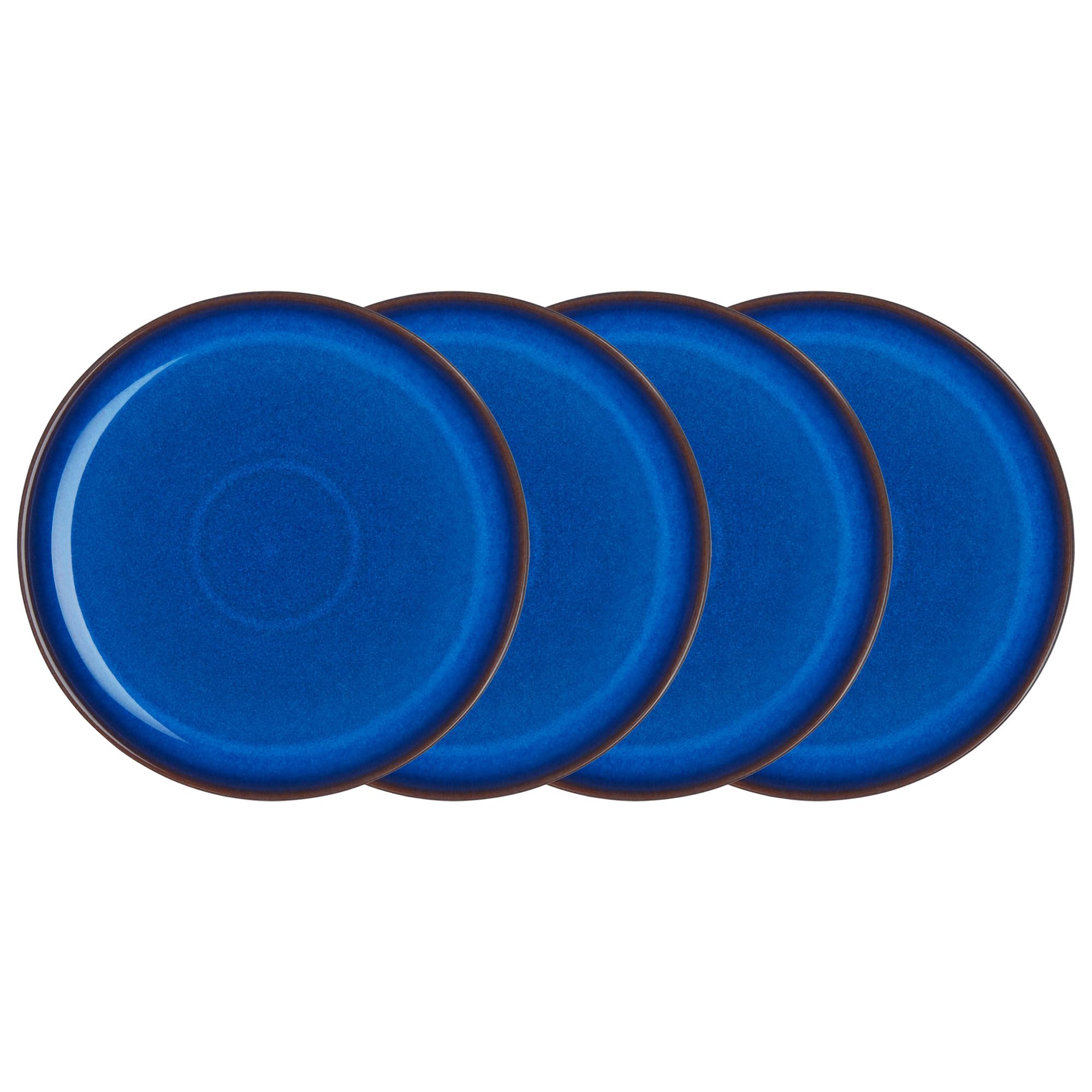Denby Imperial Set of 4 Coupe Dinner Plates - Premium Cobalt Blue Ceramic Plates for Fine Dining, Dinner Parties & Special Occasions
