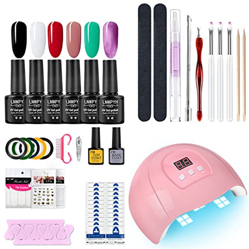Professional Manicure Set with 54W/36W UV LED Nail Lamp - Semi-Permanent Gel Polish Kit for Poly Nail Extensions (Includes 10-15 Colors) - Perfect for Home Salon, Nail Art DIY & Professional Nail Technicians