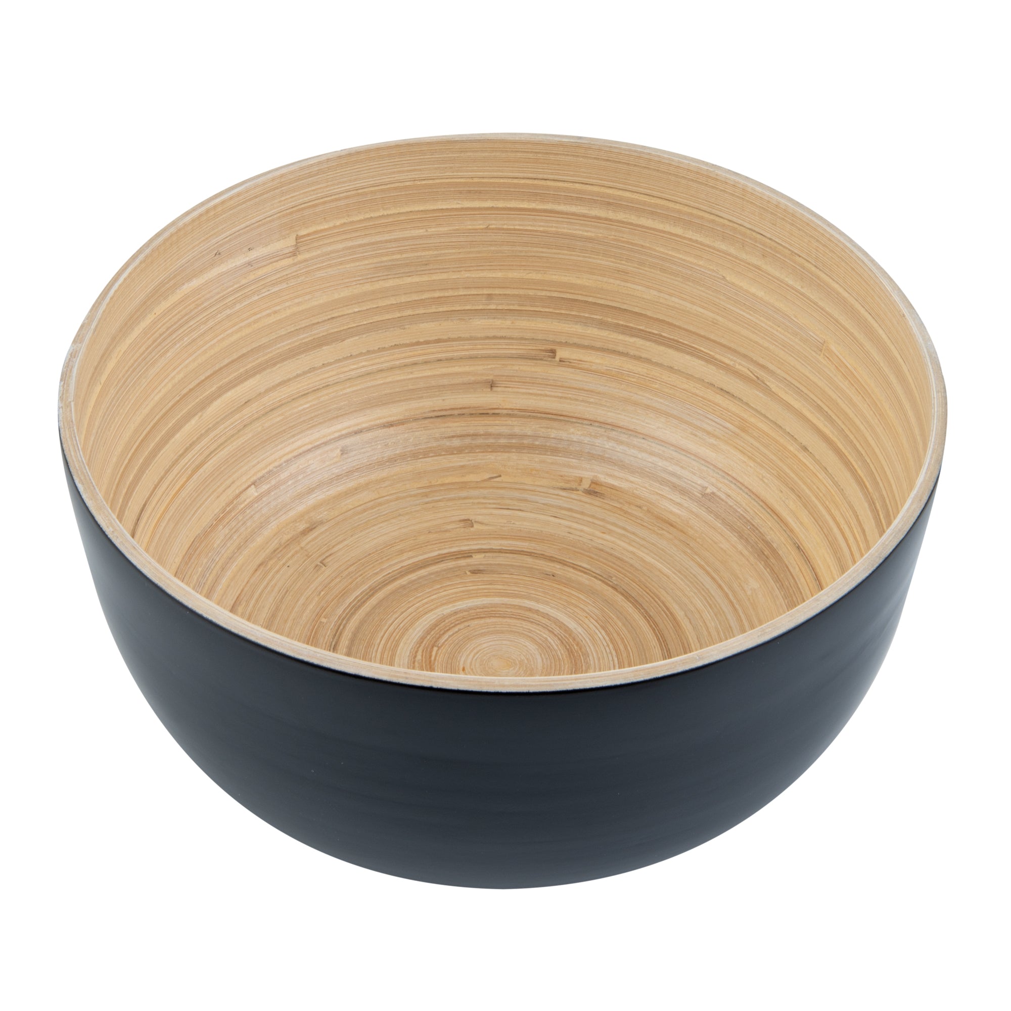Bambuddha 25 oz Round Black Spun Bamboo Salad Bowl - Medium Size 9.5