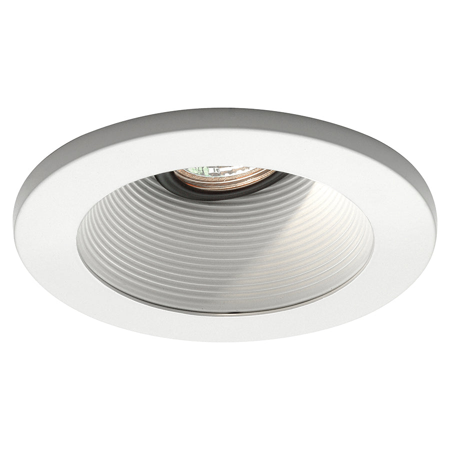 4 Pack Low Voltage 4-Inch Adjustable Step Baffle Trim - White/White for Recessed Lighting & Ceiling Fixtures Installation
