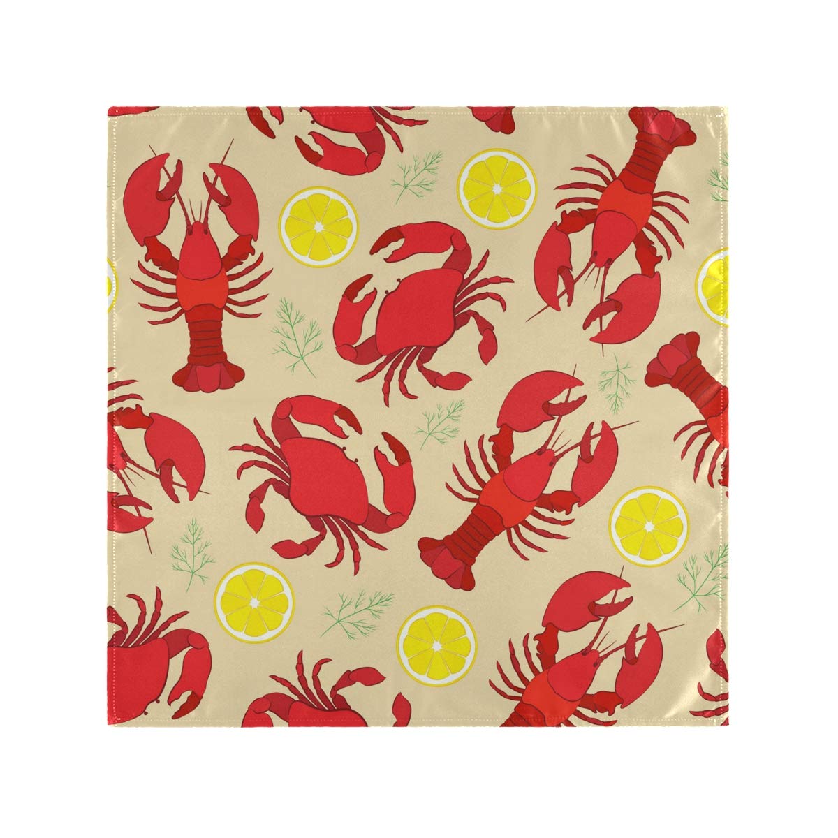 Lemon Crawfish Pattern Washable Polyester Cloth Napkins - Set of 6 (20x20 Inch) - Perfect for Wedding Decor, Party Supplies, Holiday Dinner Table Setting & Cajun Seafood Themed Events
